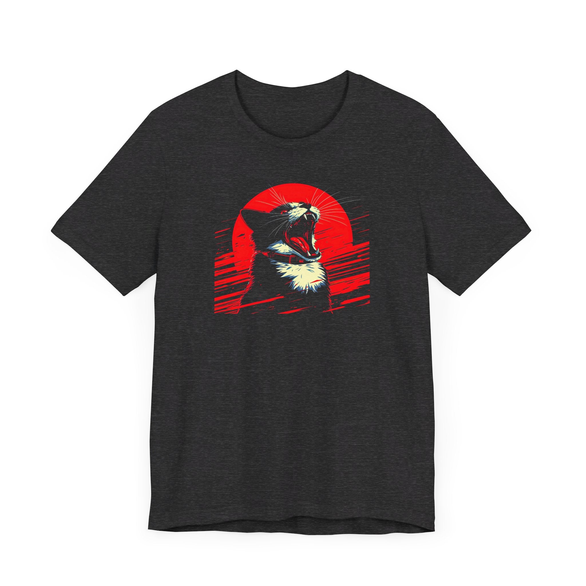 Roaring Cat T-Shirt – Fierce Red Sun Cat Graphic Tee