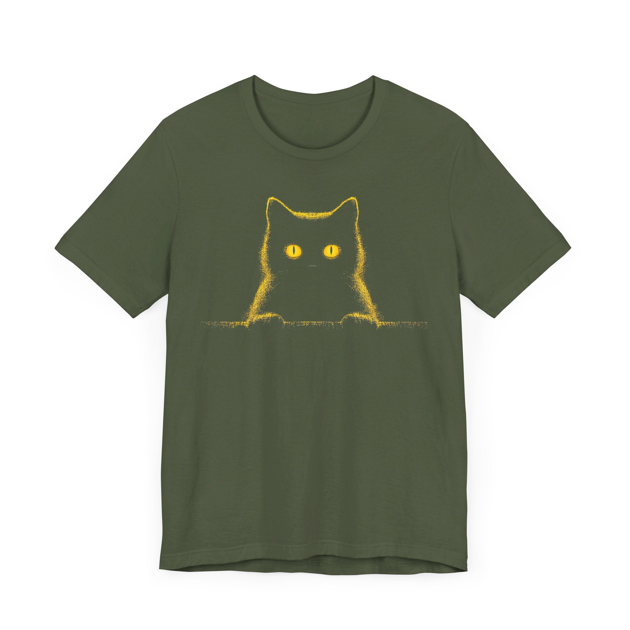 Glowing Eyes Black Cat Graphic Tee – Mysterious Feline Lover Shirt