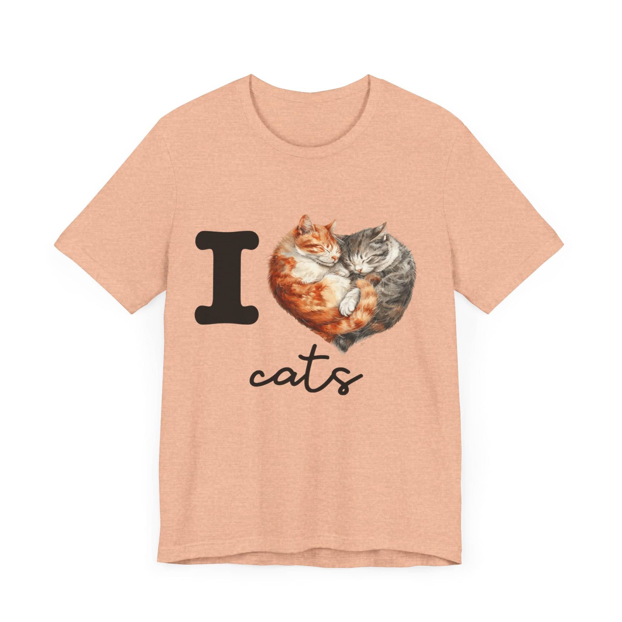 Feline Affection Tee - 'I Heart Cats' Cuddle Short Sleeve Tee