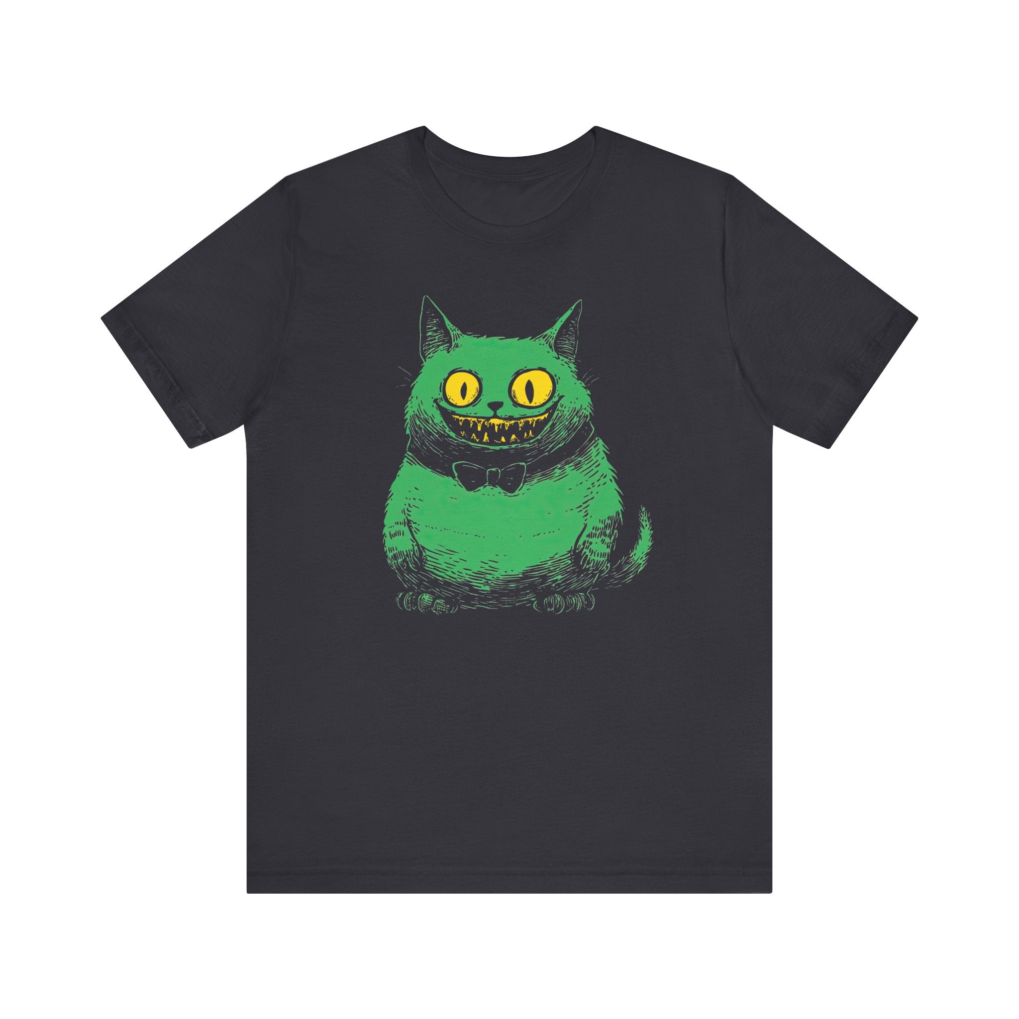 Cheshire Cat T-Shirt - Creepy Green Grinning Cat Design