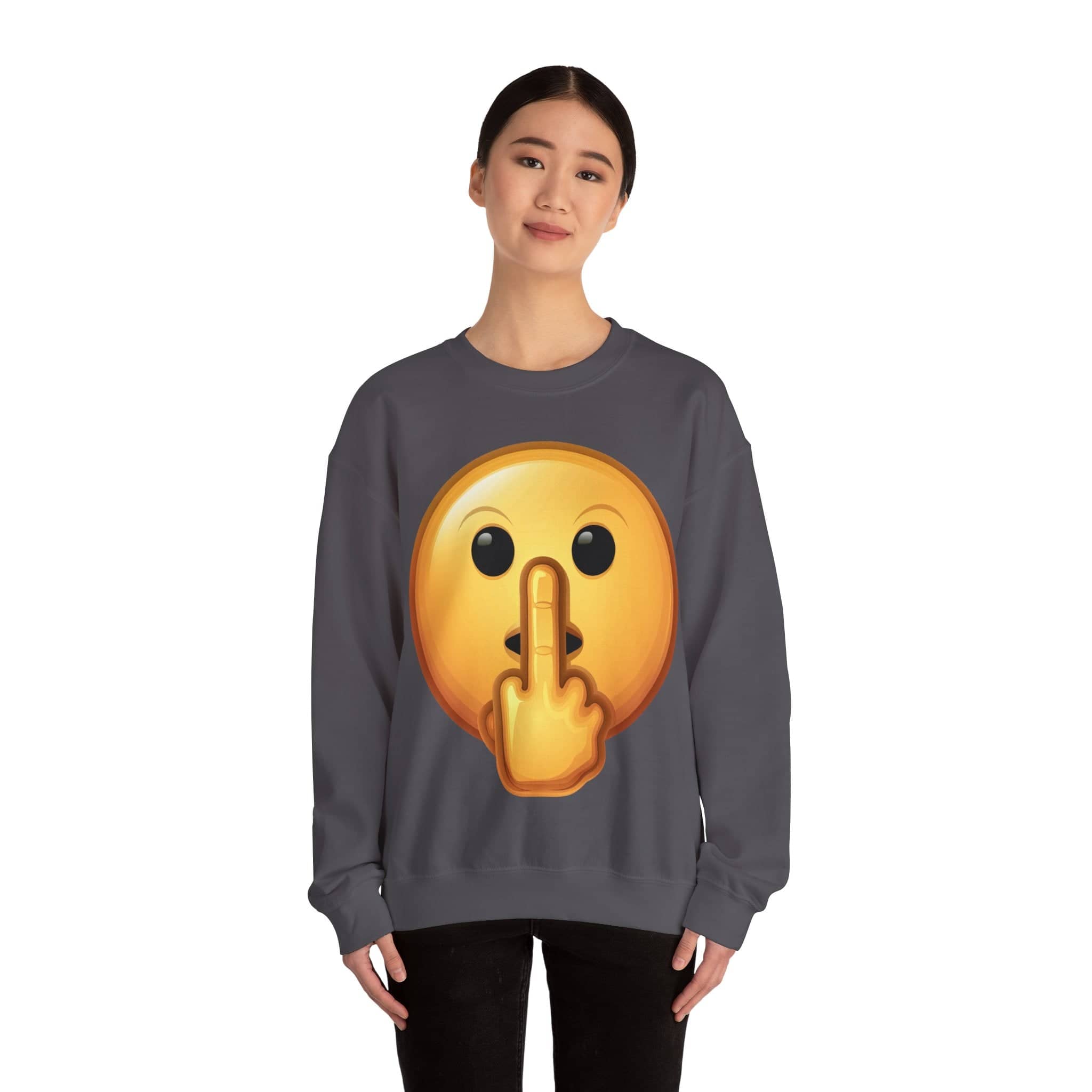 Middle Finger FU Shh Silent Protest Emoji Unisex Heavy Blend™ Crewneck Sweatshirt
