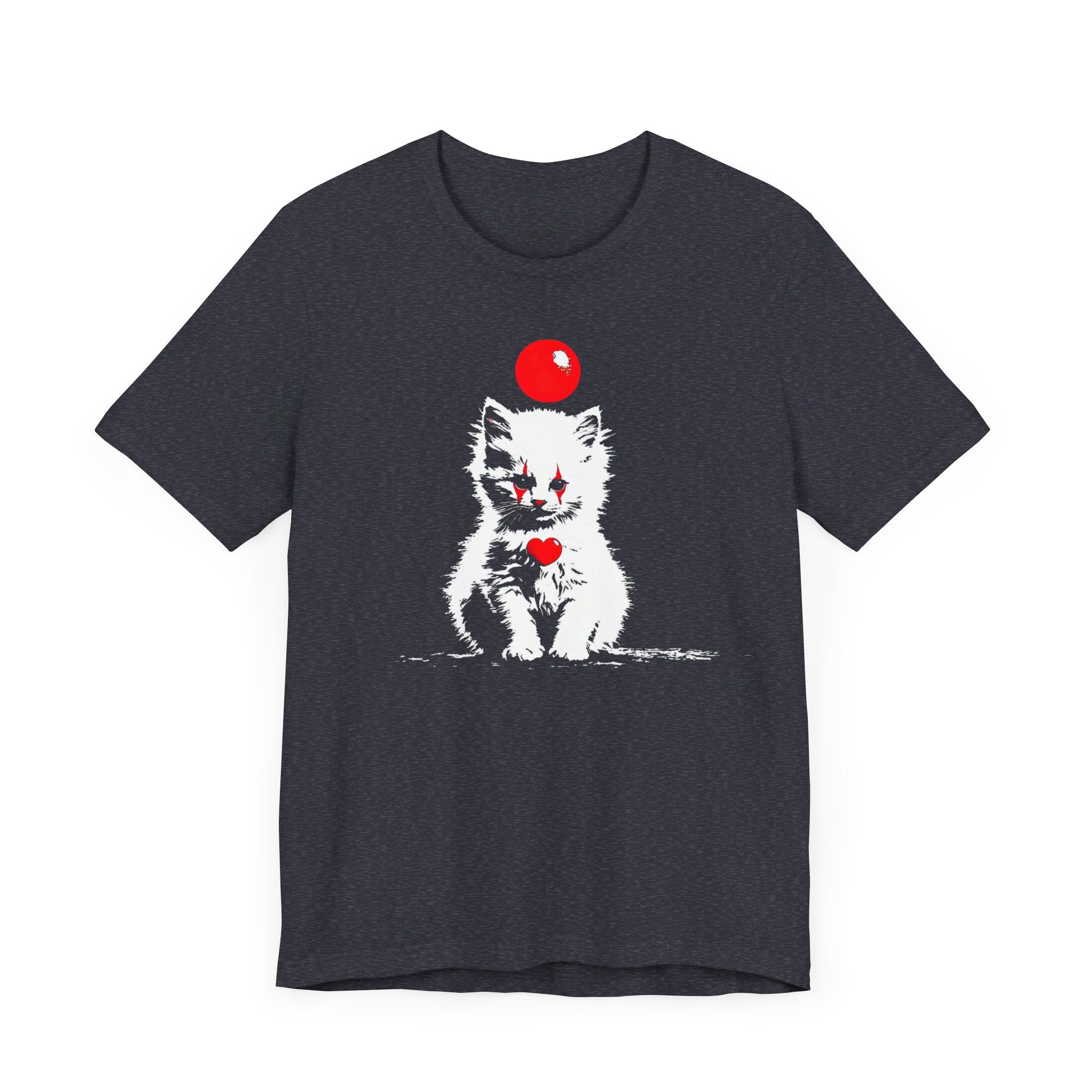 Creepy Clown Cat T-Shirt Playful and Spooky Design