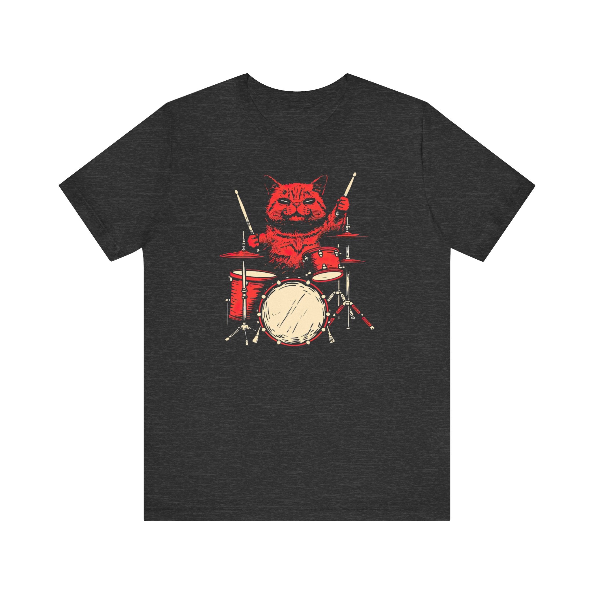 Drumming Cat T-Shirt - Feline Drummer Cool Music Design