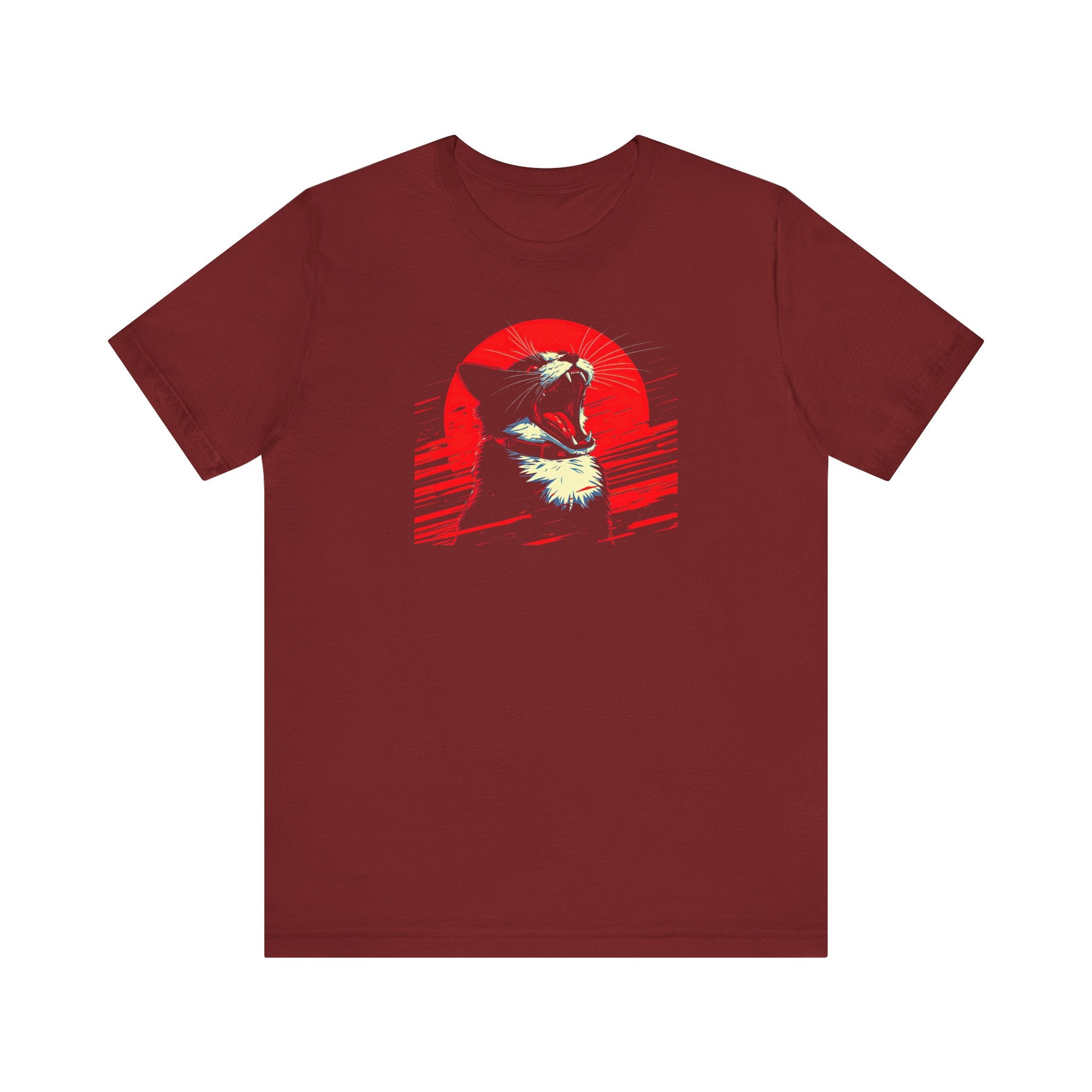 Roaring Cat T-Shirt – Fierce Red Sun Cat Graphic Tee