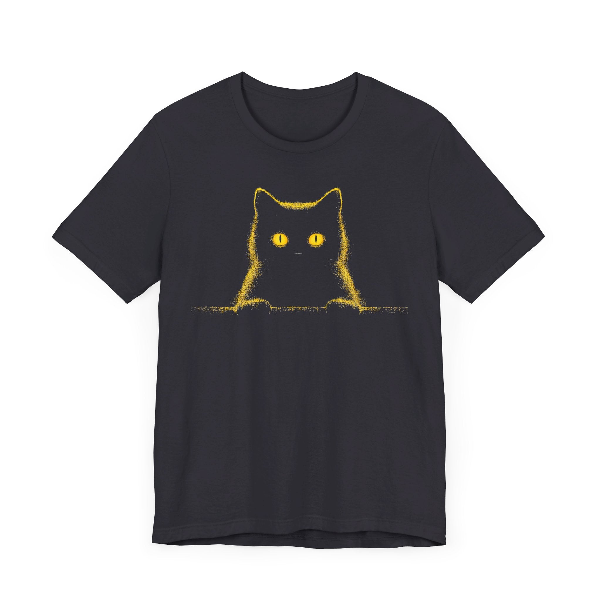 Glowing Eyes Black Cat Graphic Tee – Mysterious Feline Lover Shirt