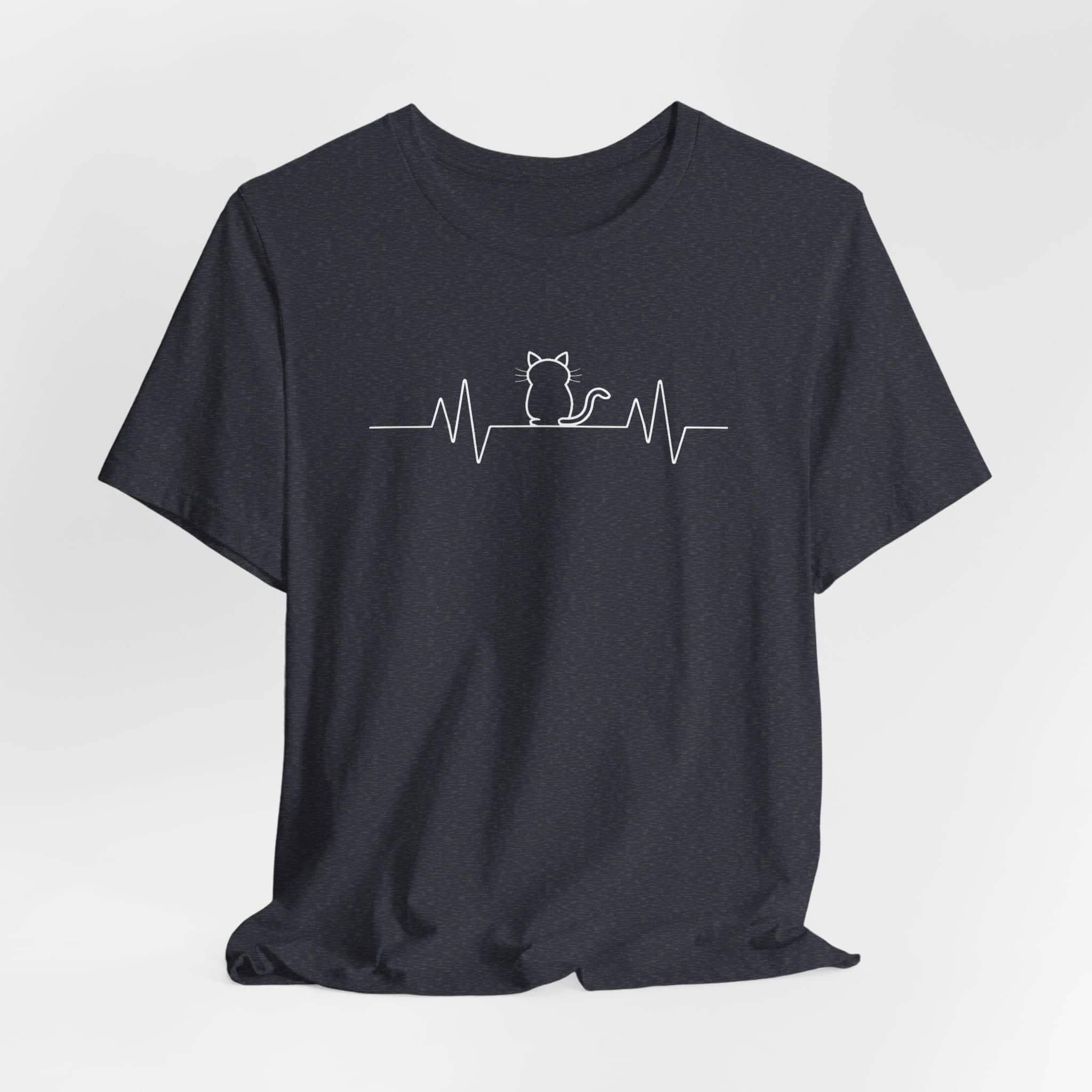 Minimalist Cat Heartbeat Shirt Simple Cat Lover Gift