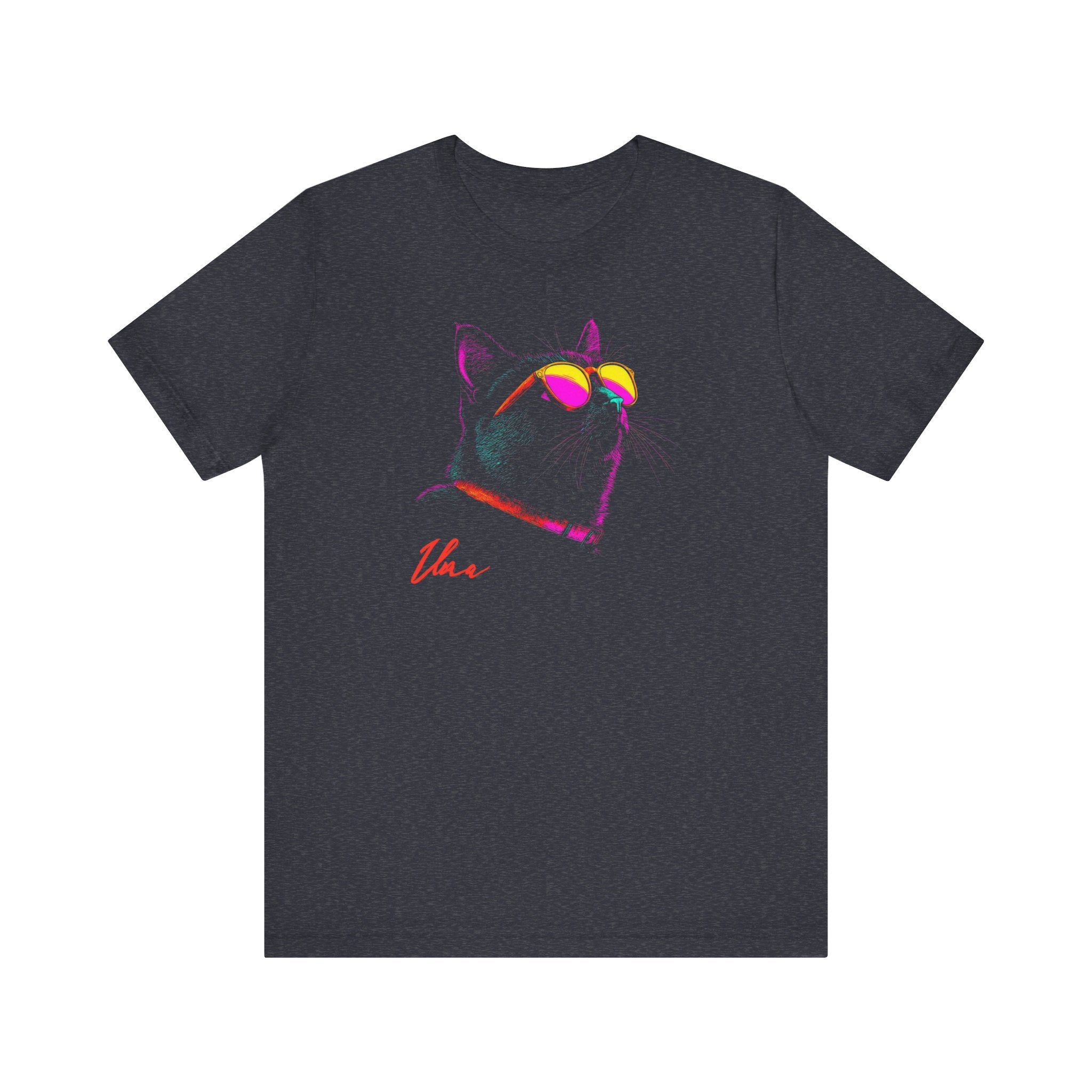 Neon Cool Cat Graphic Tee – Retro Vibes Cat Lover Shirt