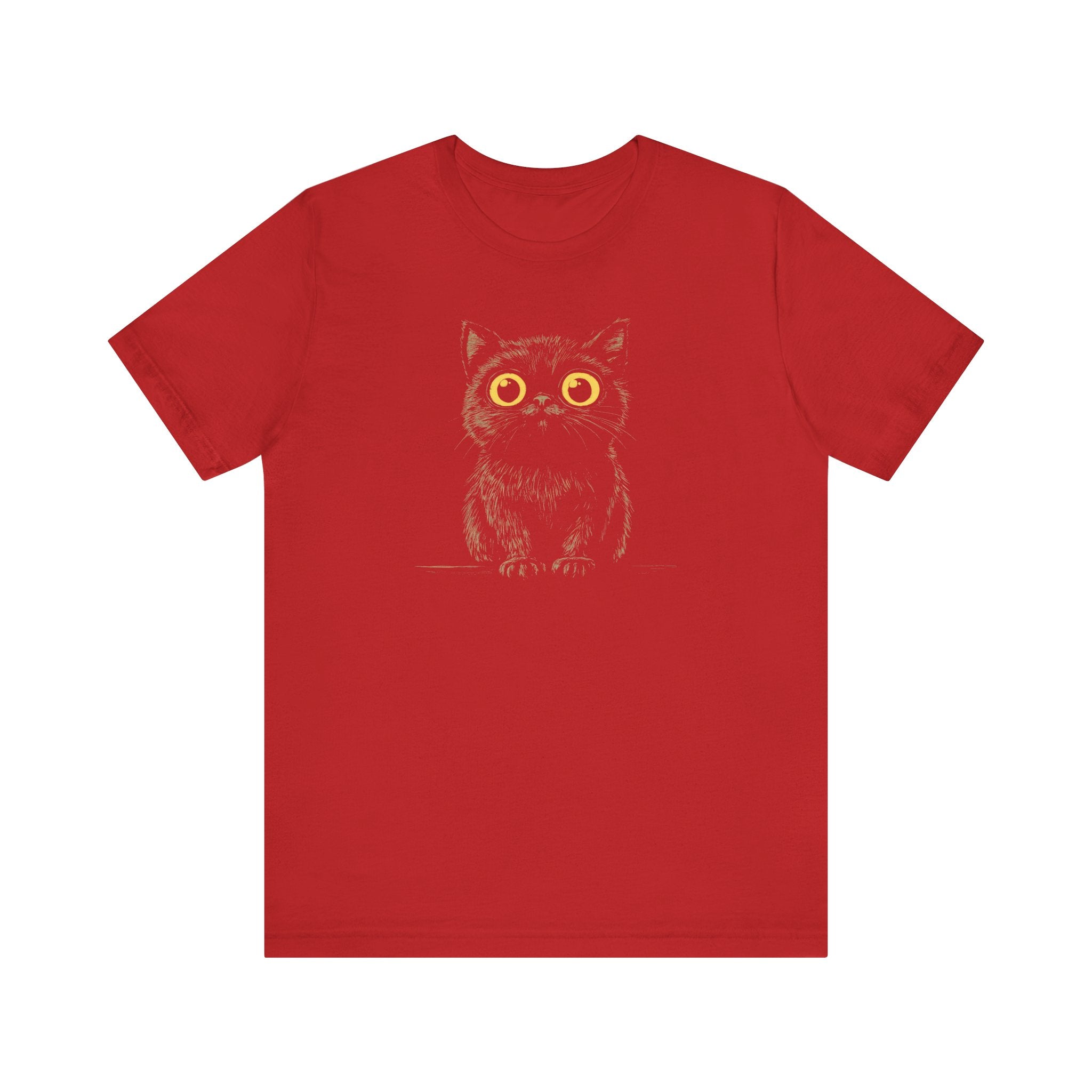 Cute Wide-Eyed Black Cat Graphic Tee