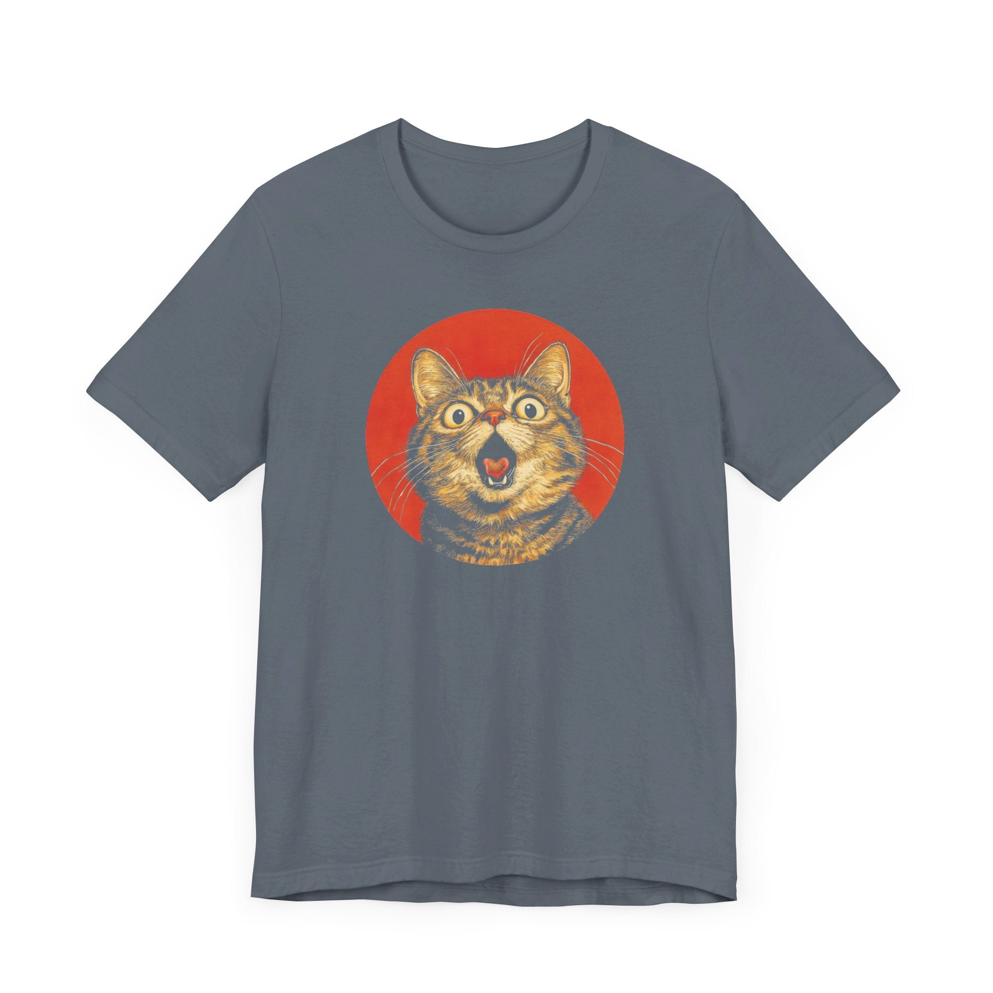 Surprised Cat Graphic Tee – Bold Vintage Style Cat Lover Shirt