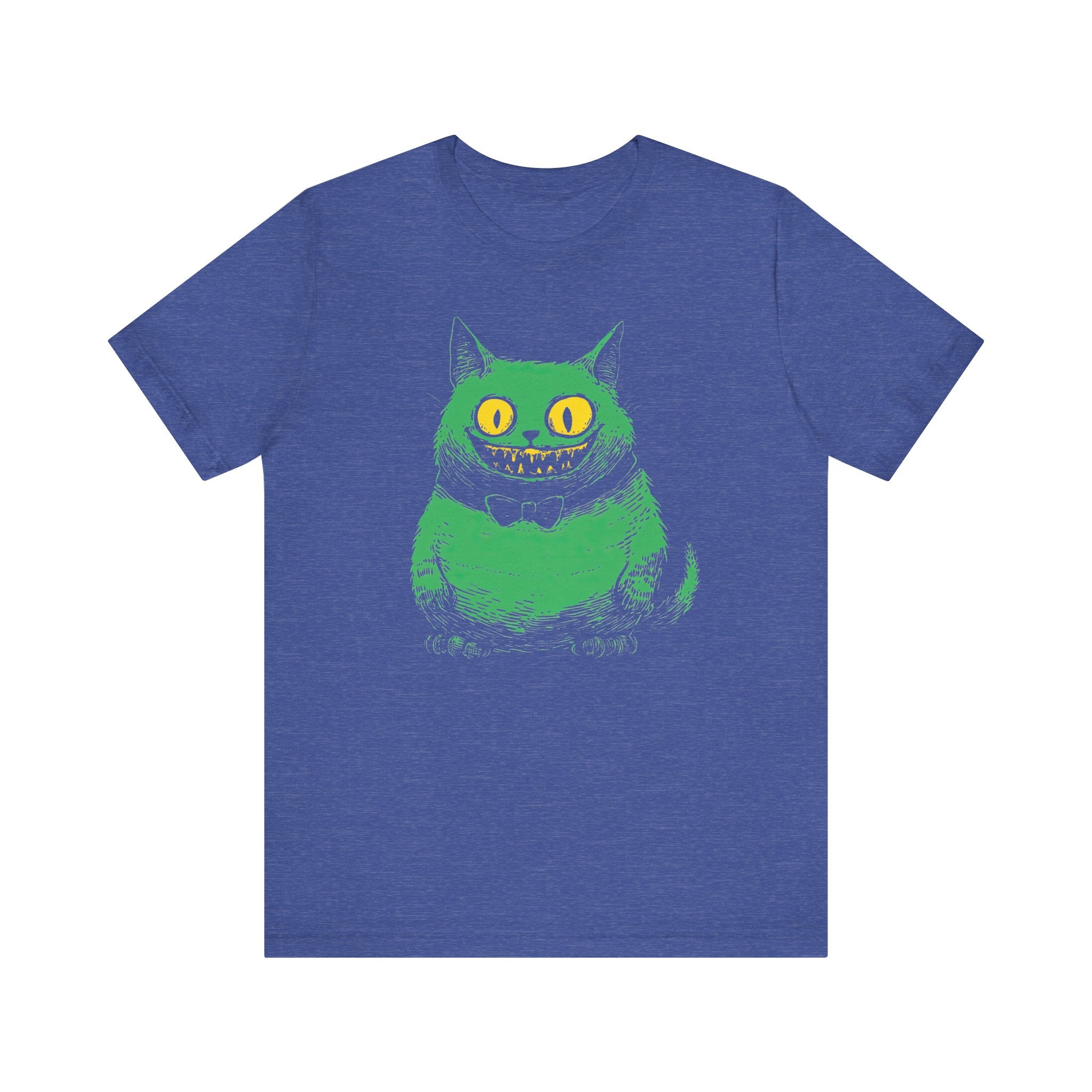 Cheshire Cat T-Shirt - Creepy Green Grinning Cat Design