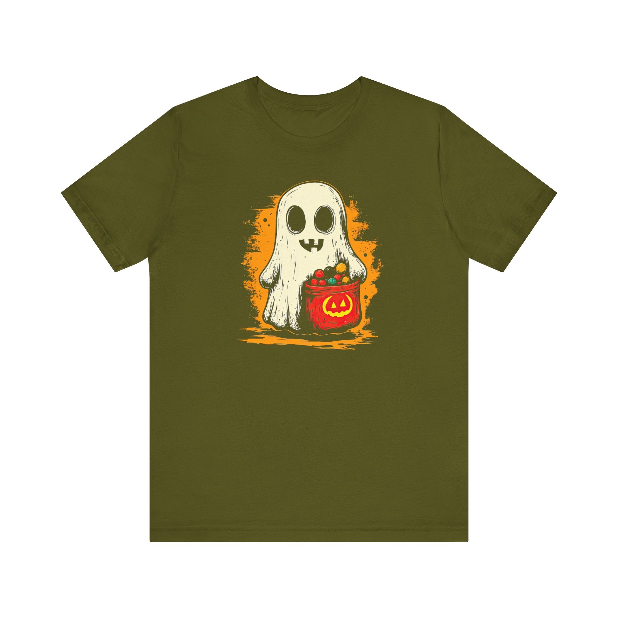 Cute Ghost Halloween Graphic Tee – Spooky Pumpkin Candy Design Shirt