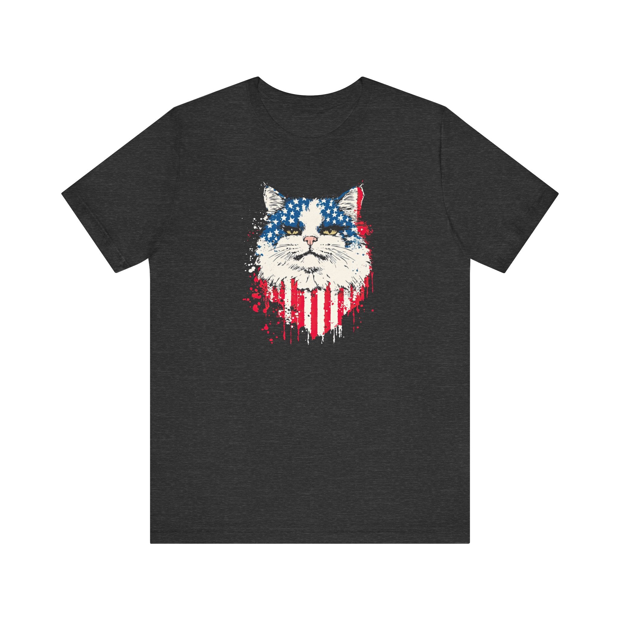 American Flag Cat Face T-Shirt – Patriotic Cat Lover Tee