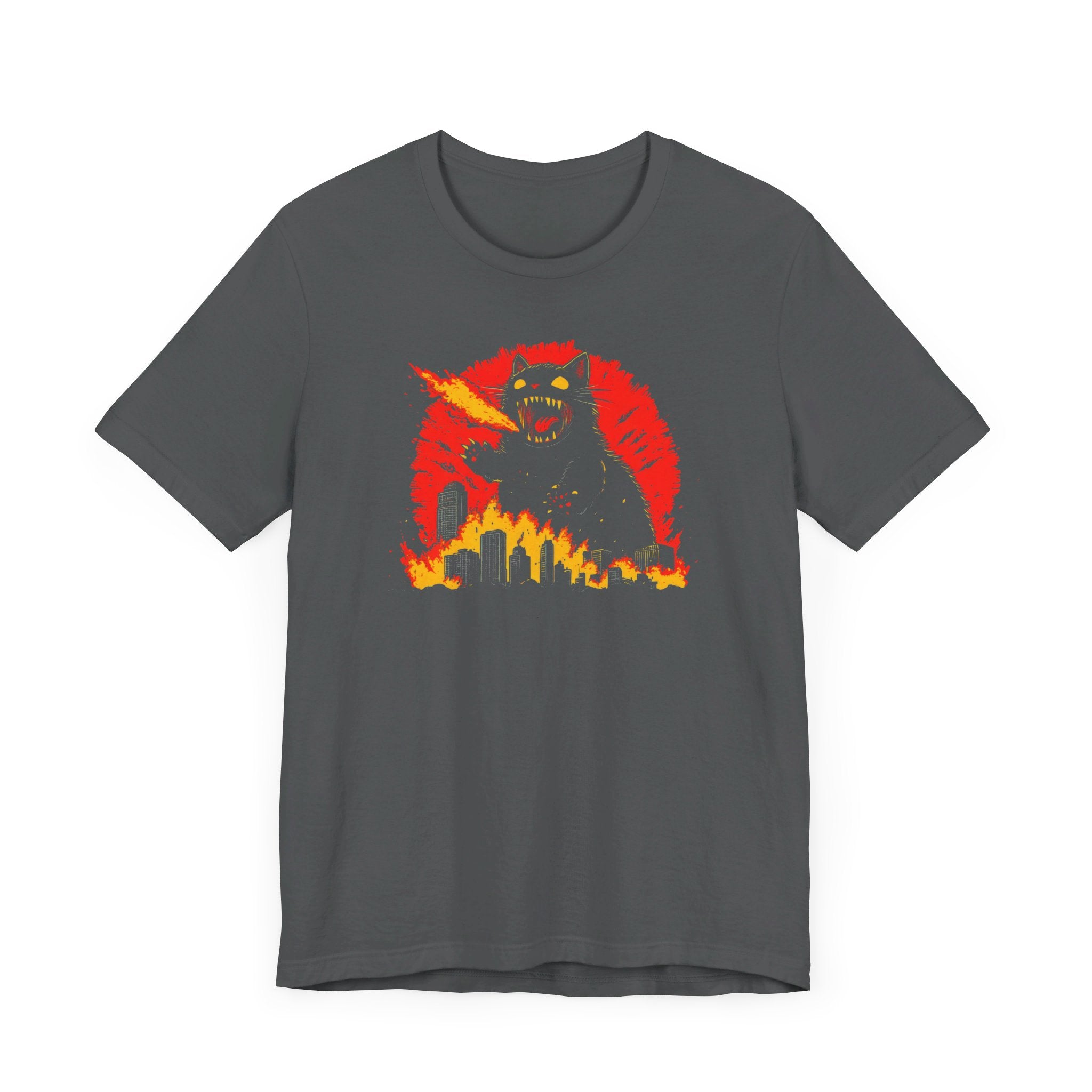 Catzilla Firestorm T-Shirt Fierce Cat Flame Attack Design