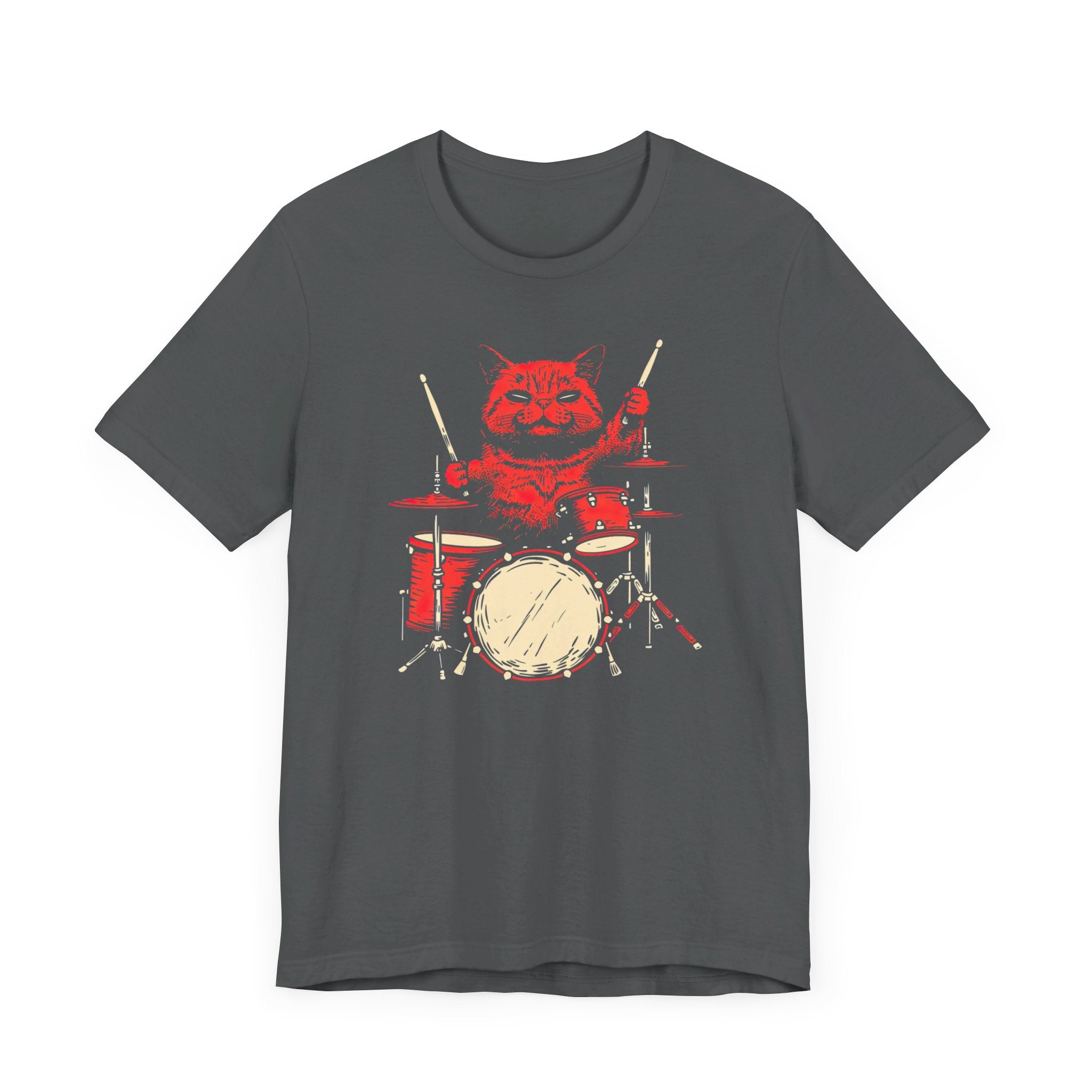 Drumming Cat T-Shirt - Feline Drummer Cool Music Design