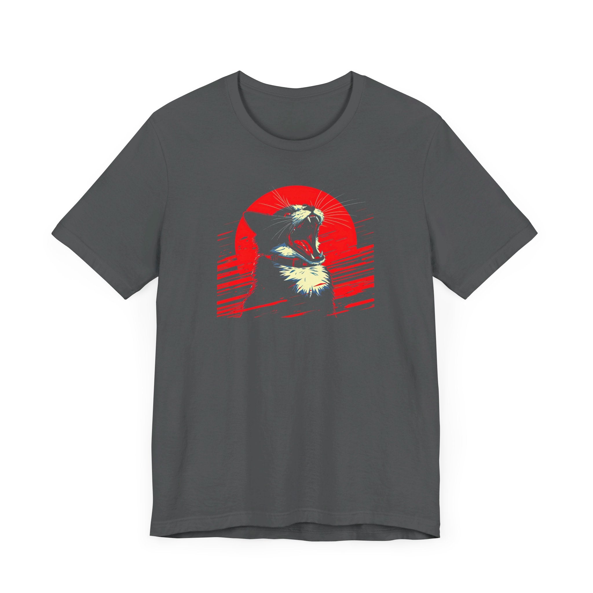 Roaring Cat T-Shirt – Fierce Red Sun Cat Graphic Tee