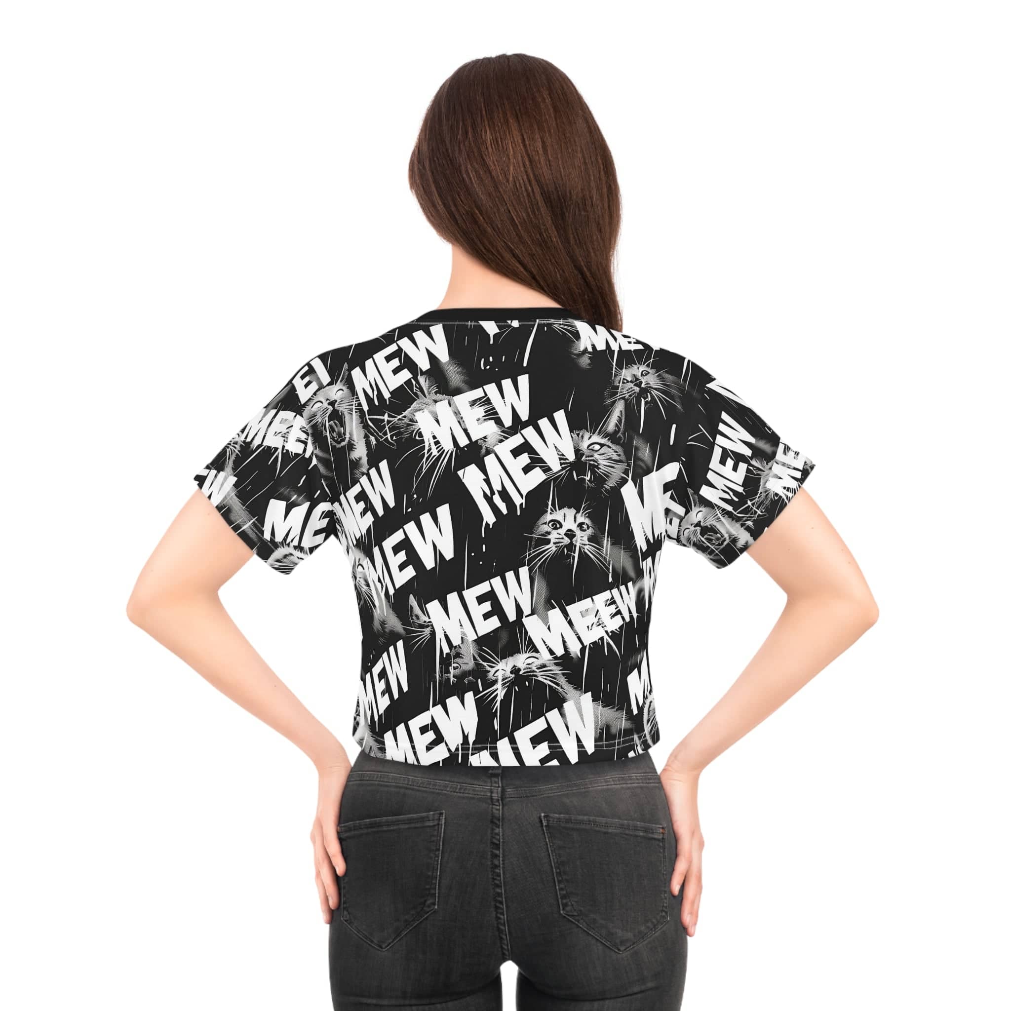 Dramatic Kitty All-Over Print Crop Tee (AOP)