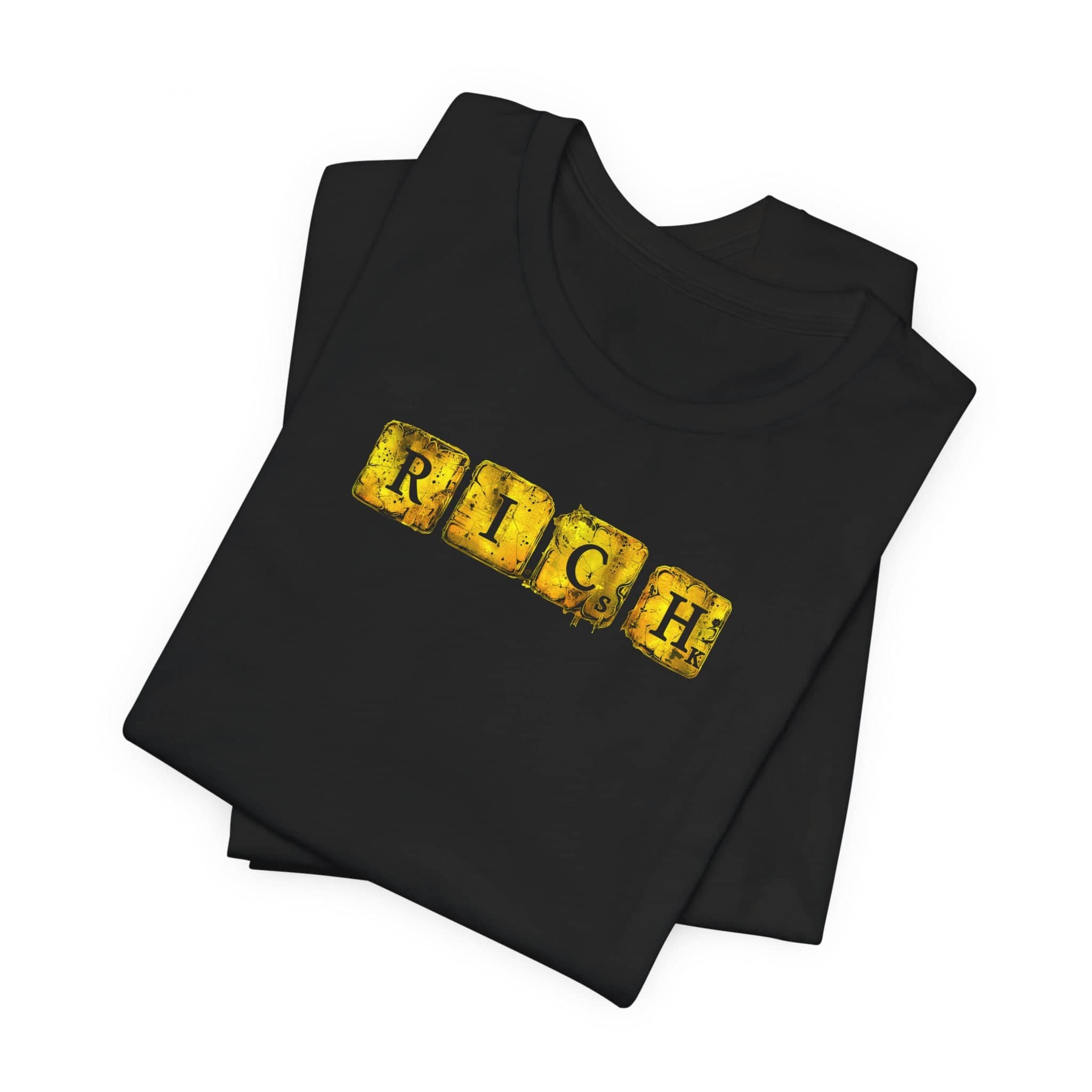 Rich Scrabble Tiles Black T-Shirt