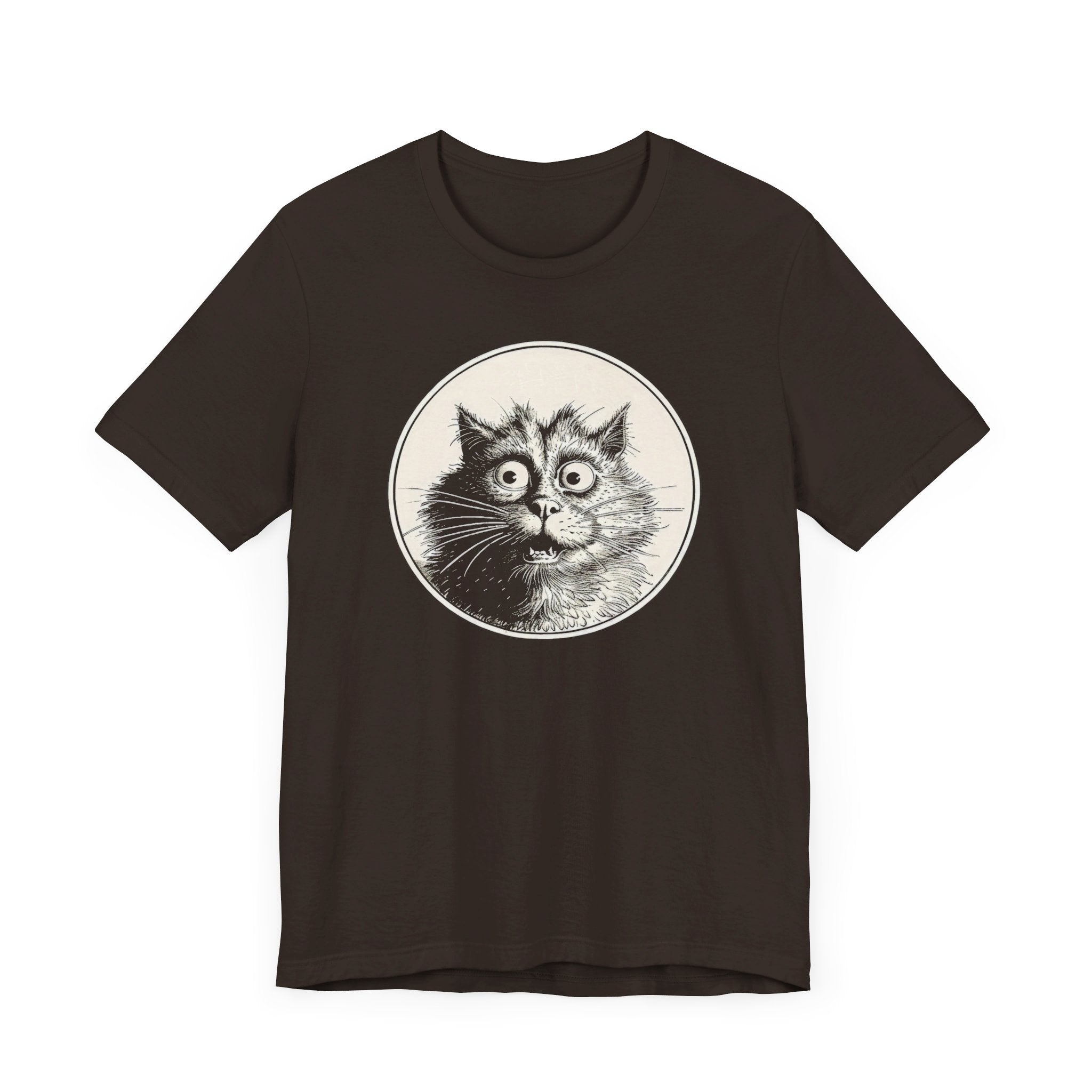 Surprised Cat Graphic Tee – Vintage Style Cat Lover Shirt