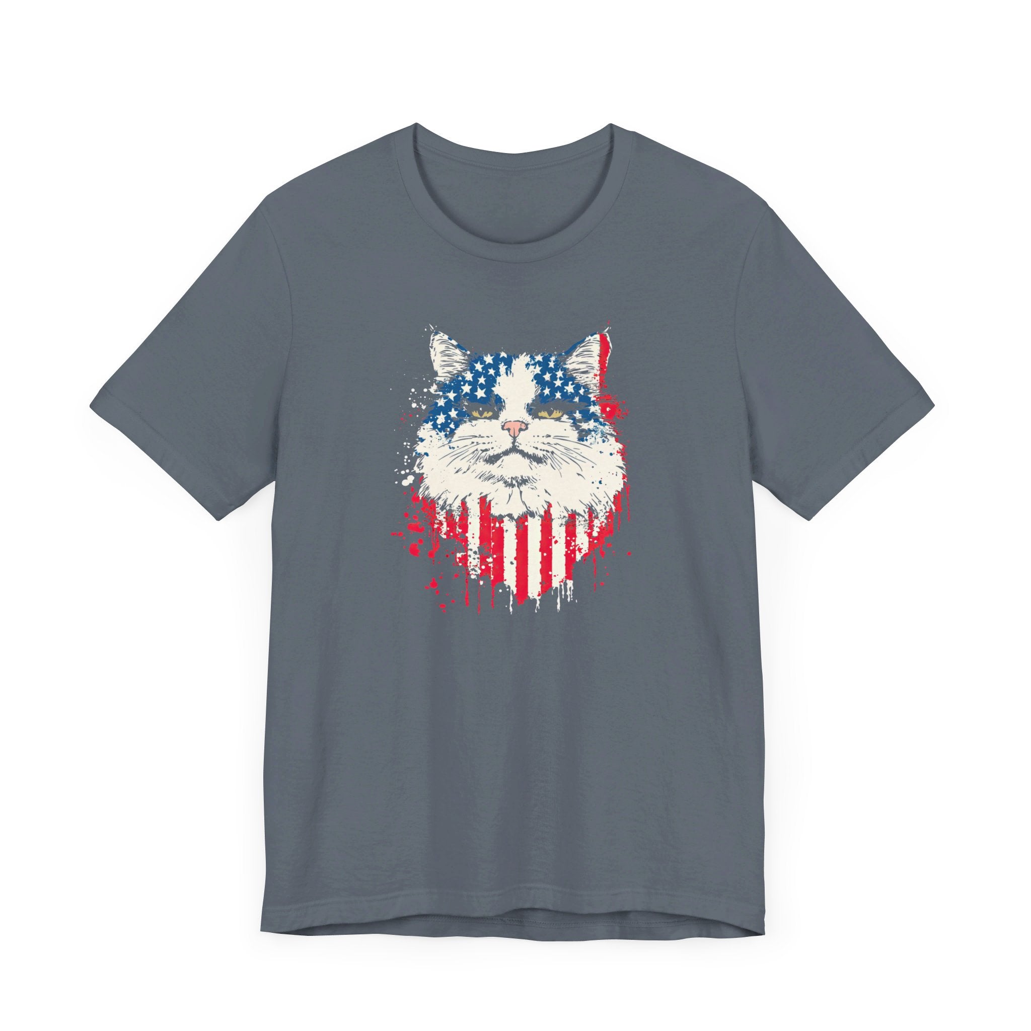 American Flag Cat Face T-Shirt – Patriotic Cat Lover Tee