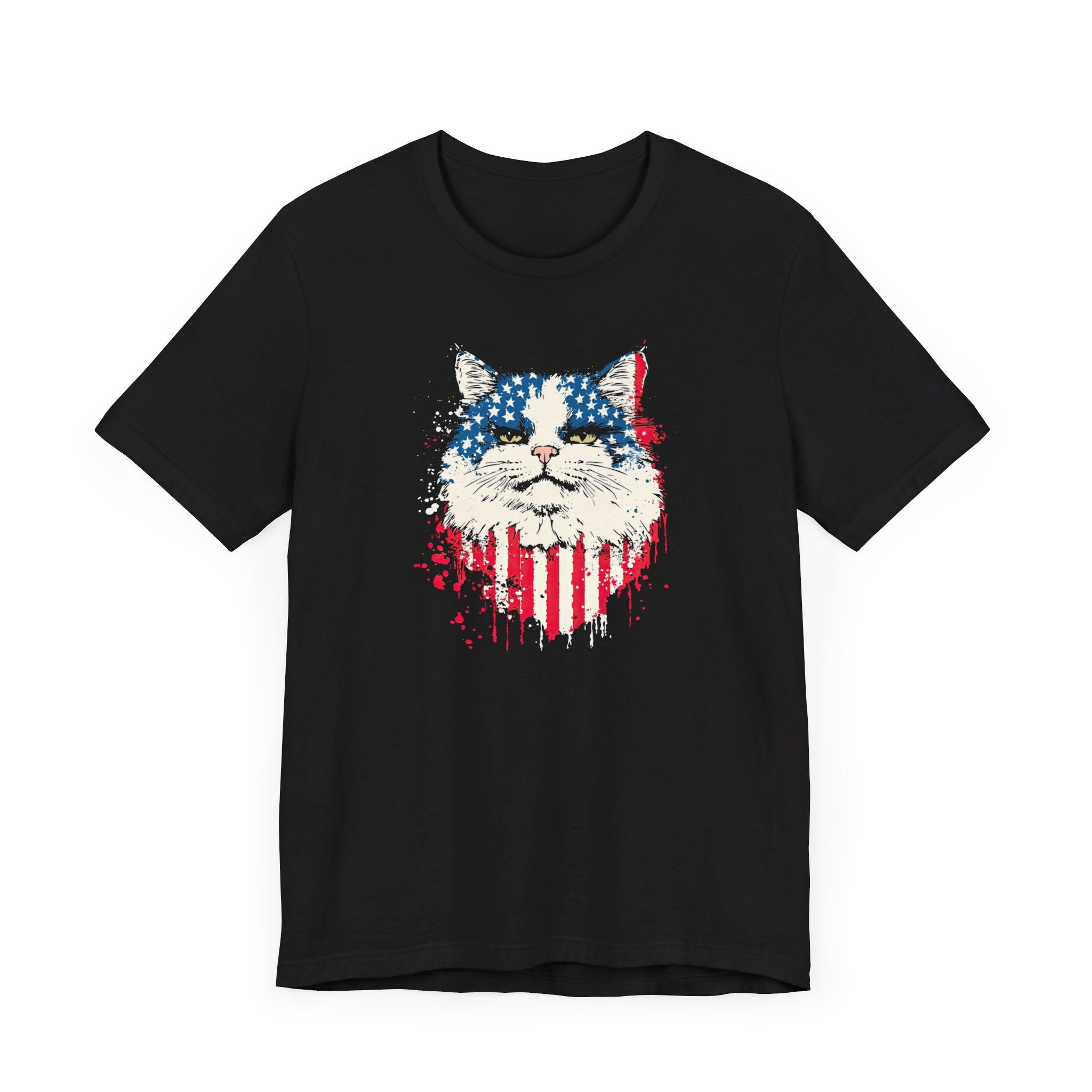 American Flag Cat Face T-Shirt – Patriotic Cat Lover Tee