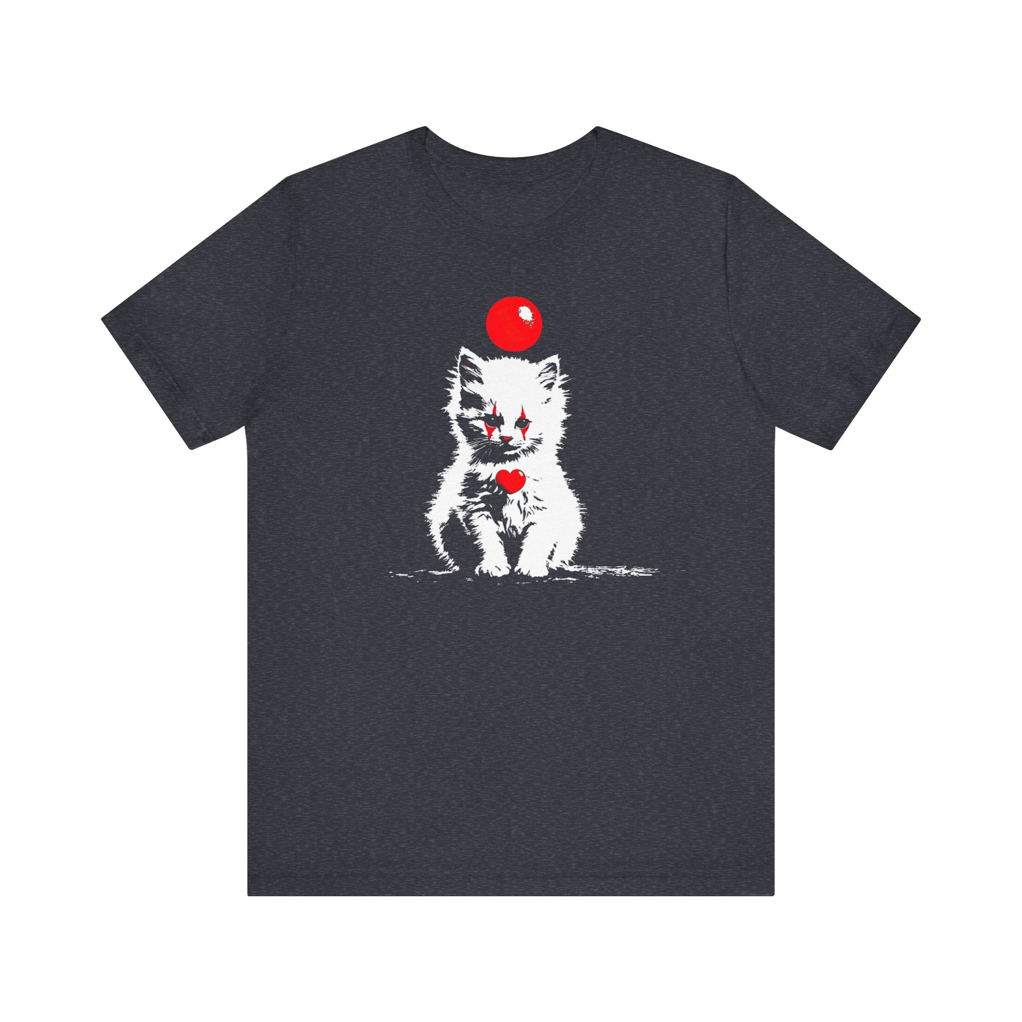 Creepy Clown Cat T-Shirt Playful and Spooky Design