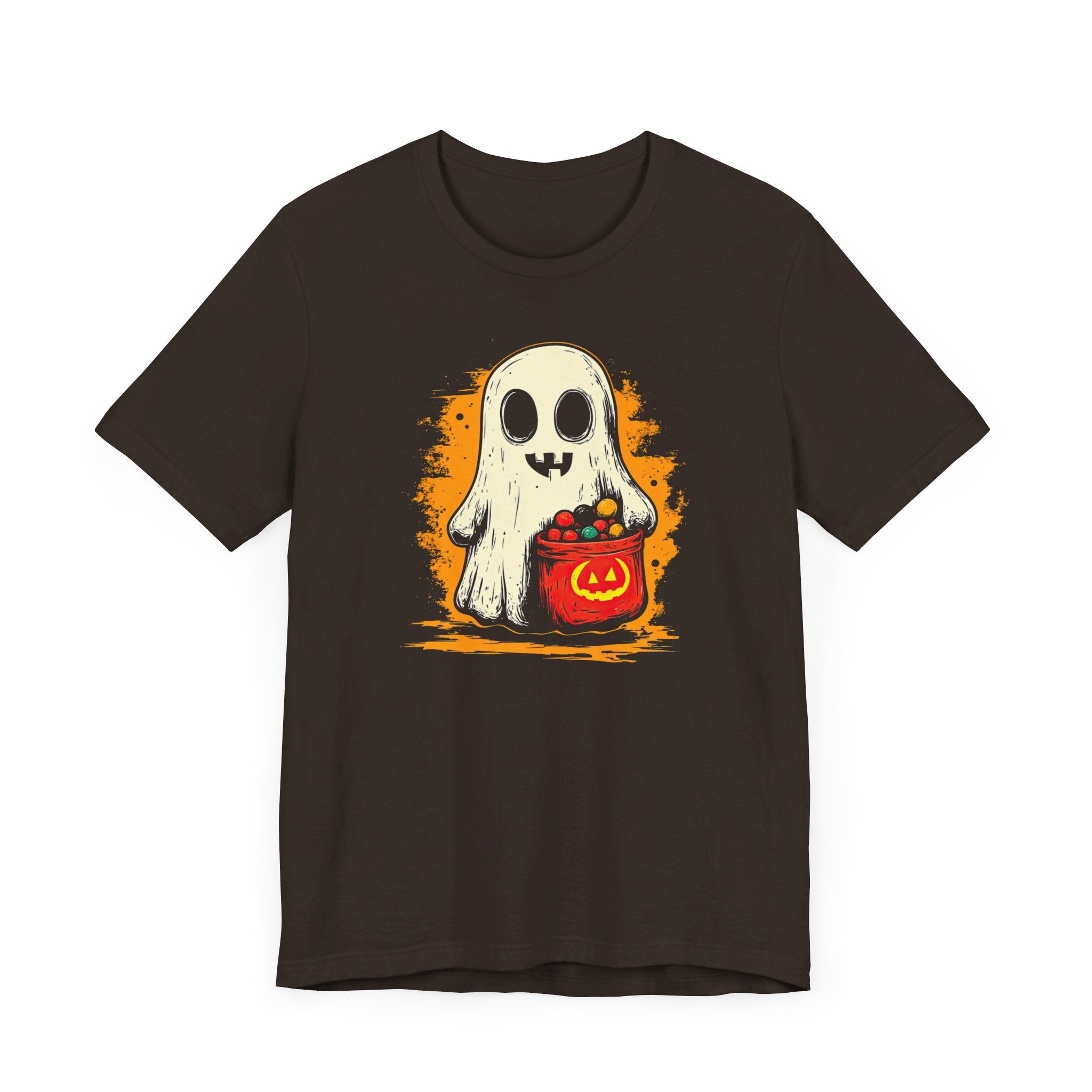 Cute Ghost Halloween Graphic Tee – Spooky Pumpkin Candy Design Shirt