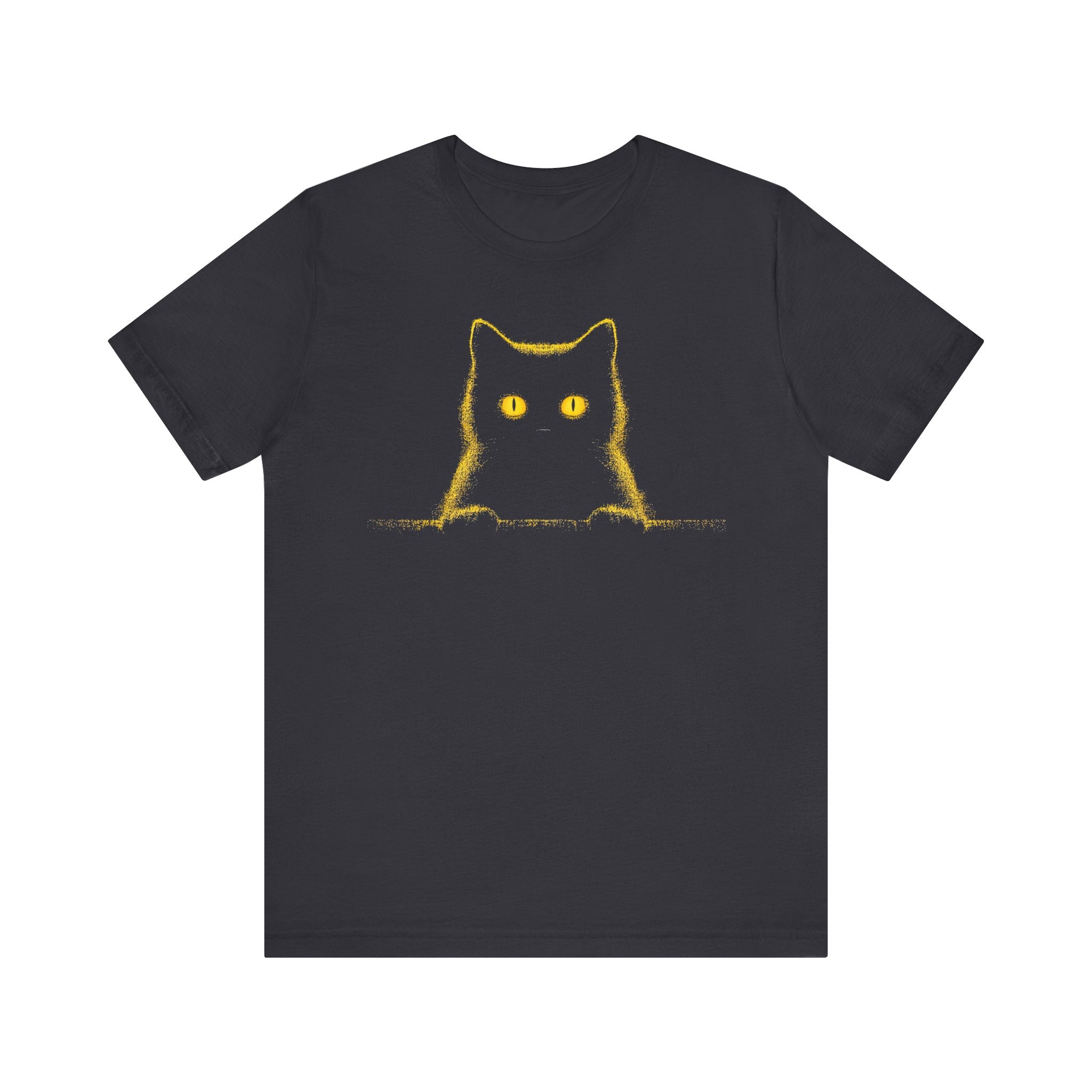 Glowing Eyes Black Cat Graphic Tee – Mysterious Feline Lover Shirt