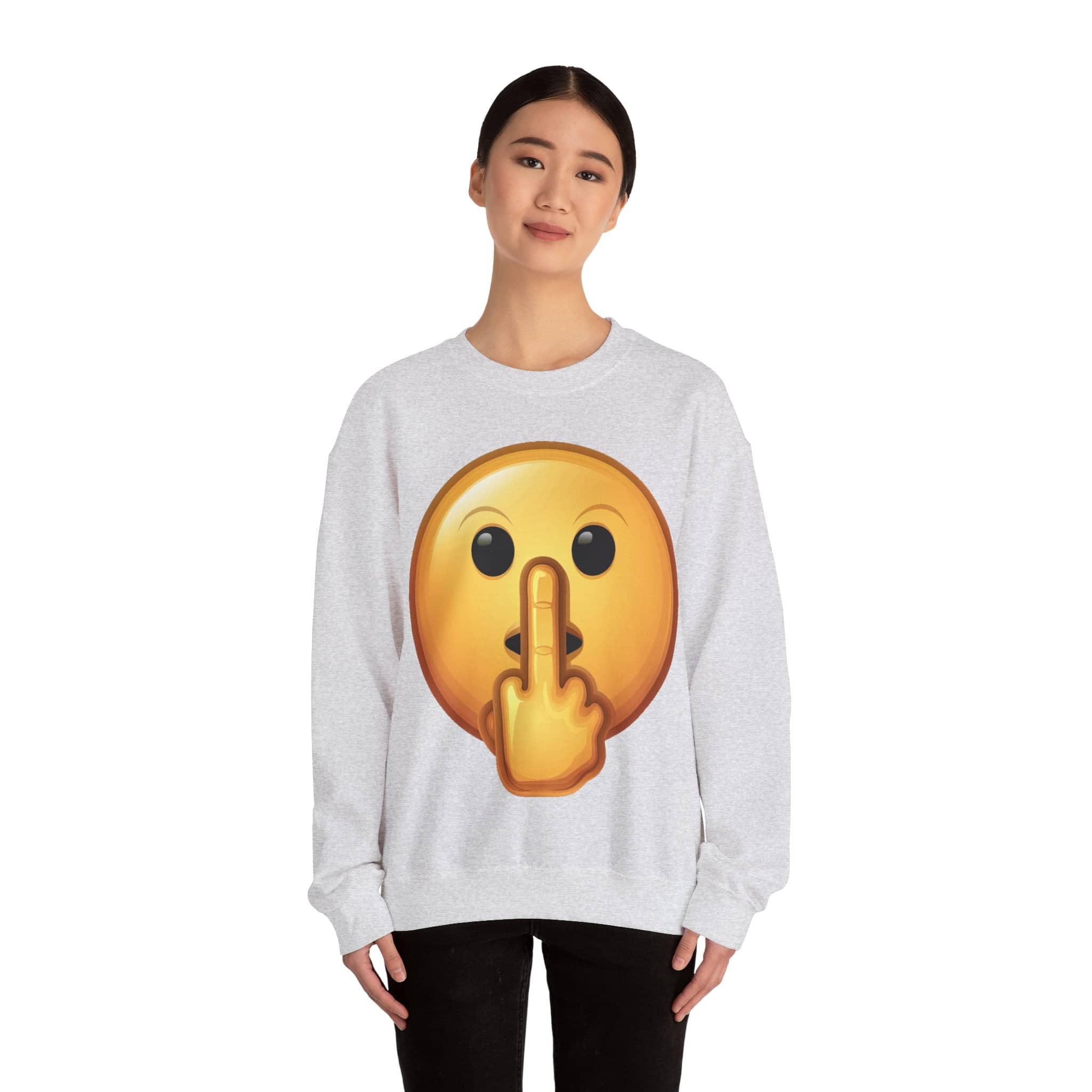 Middle Finger FU Shh Silent Protest Emoji Unisex Heavy Blend™ Crewneck Sweatshirt