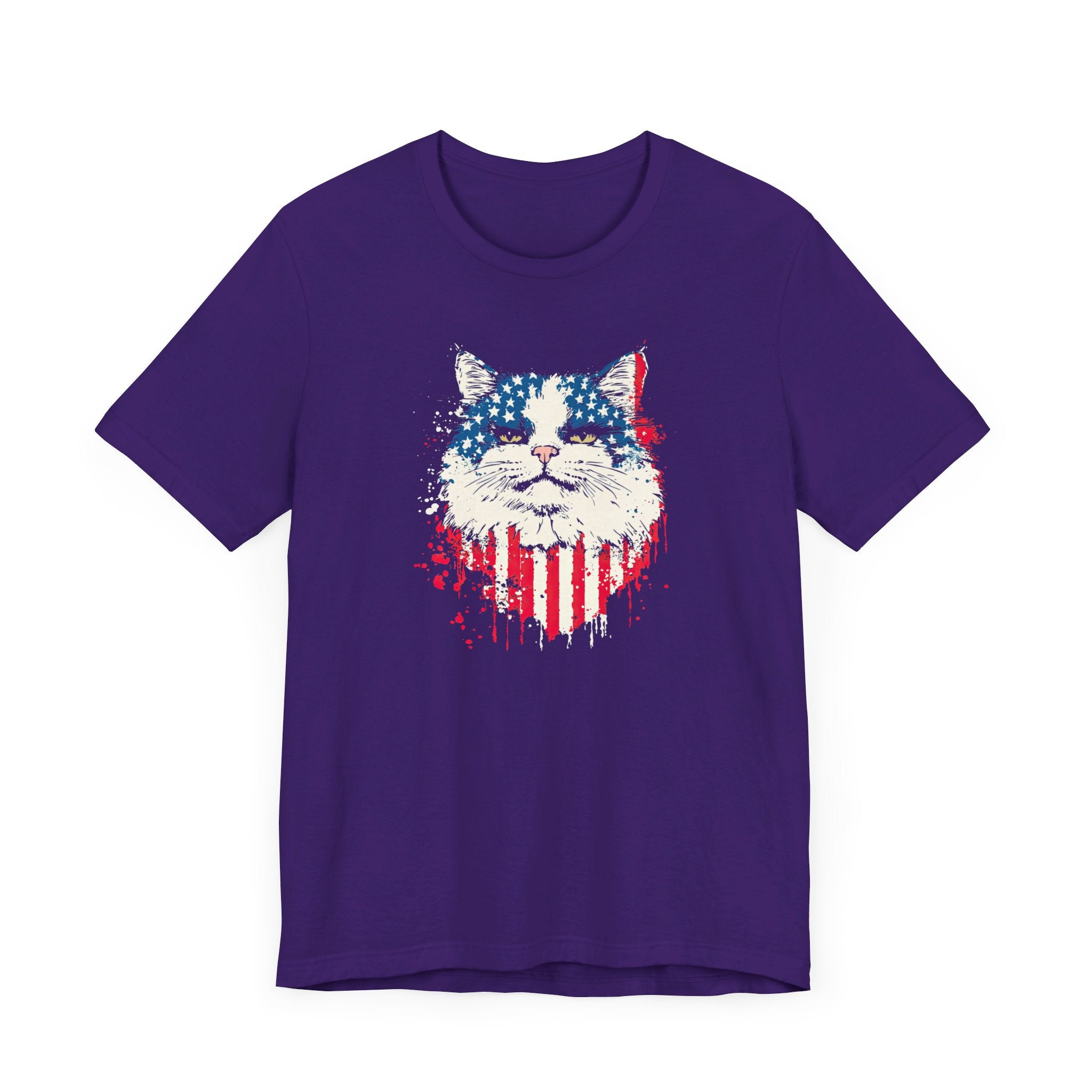 American Flag Cat Face T-Shirt – Patriotic Cat Lover Tee