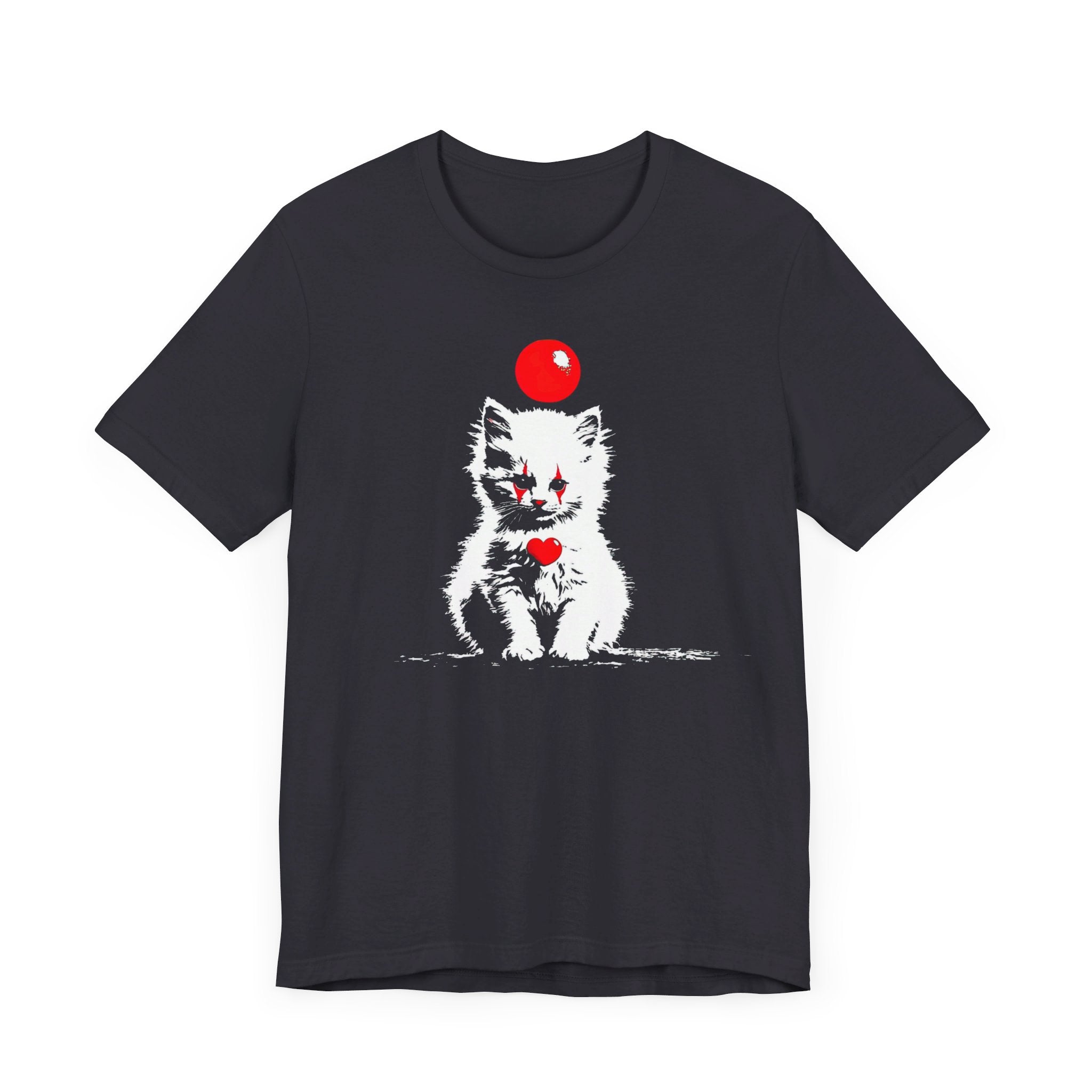 Creepy Clown Cat T-Shirt Playful and Spooky Design