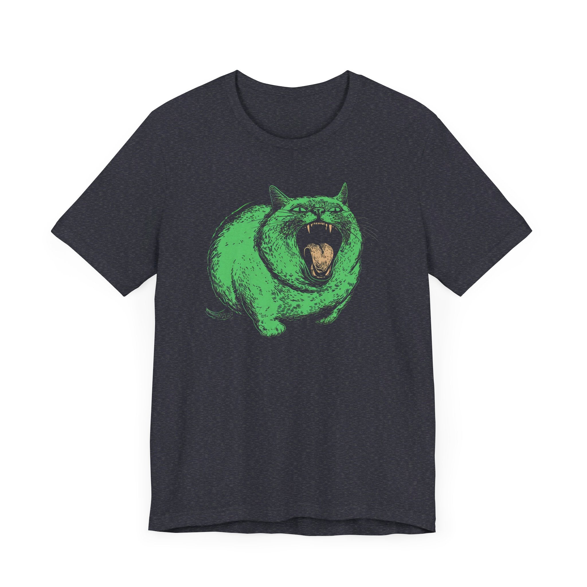 Green Monster Cat T-Shirt - Fierce Feline Halloween Graphic Tee
