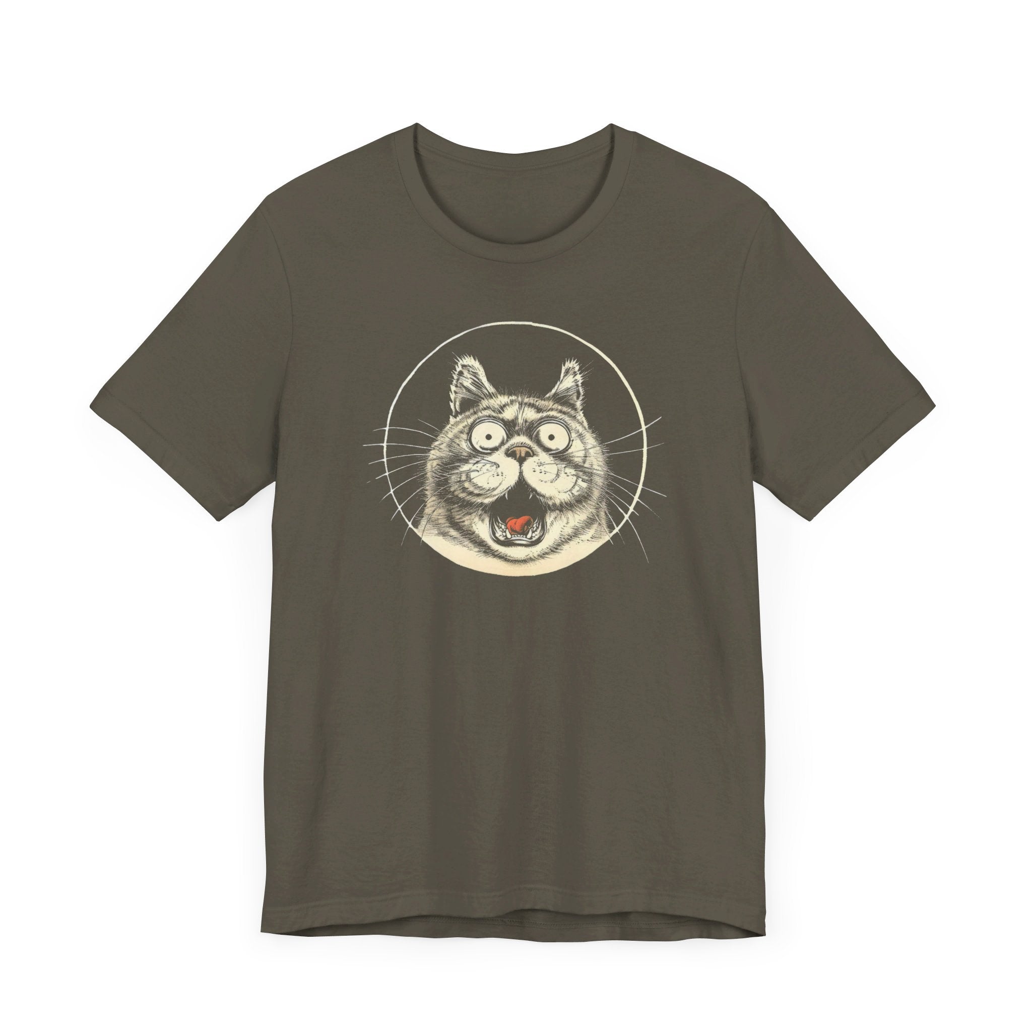 Excited Cat Graphic Tee – Vintage Style Cat Lover Shirt