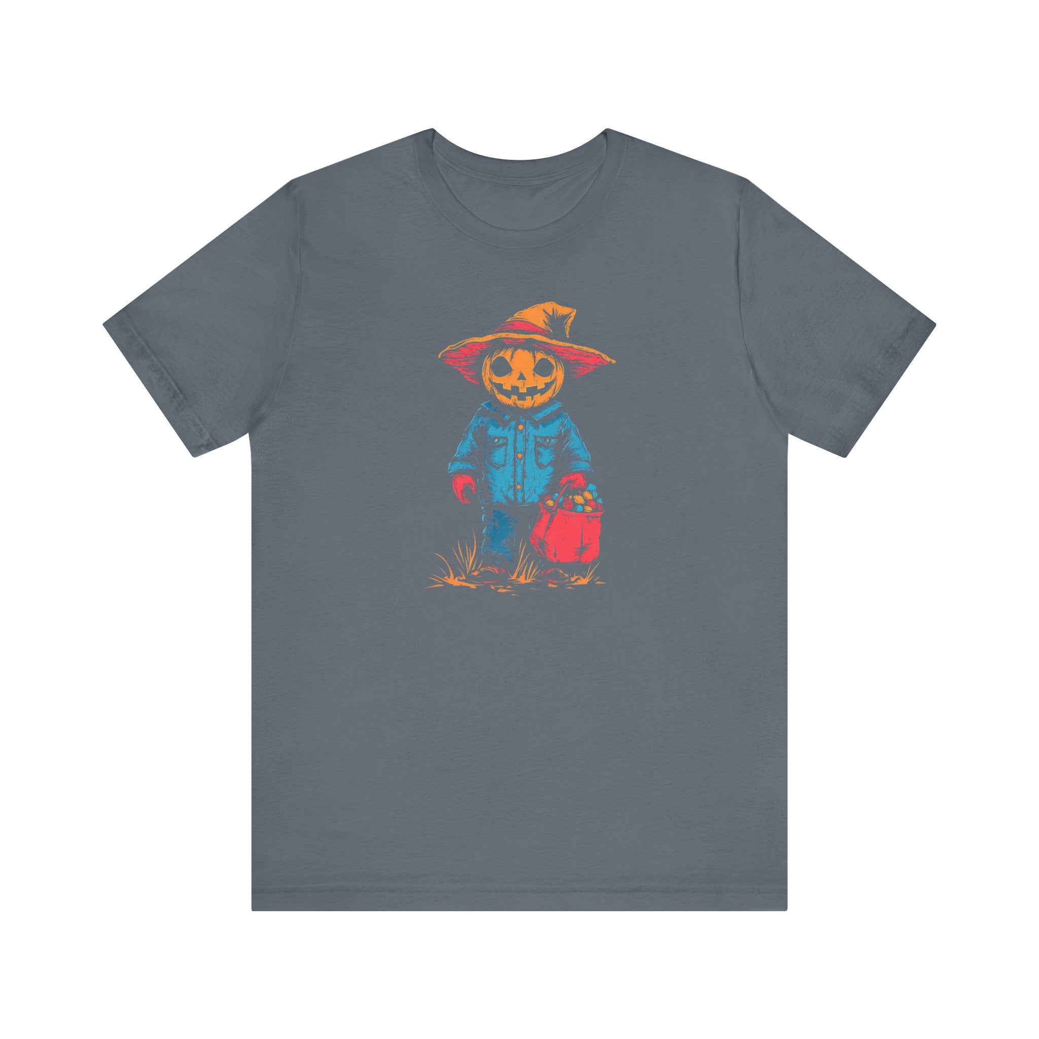 Pumpkin Scarecrow Halloween Graphic Tee – Spooky Trick-or-Treat Shirt