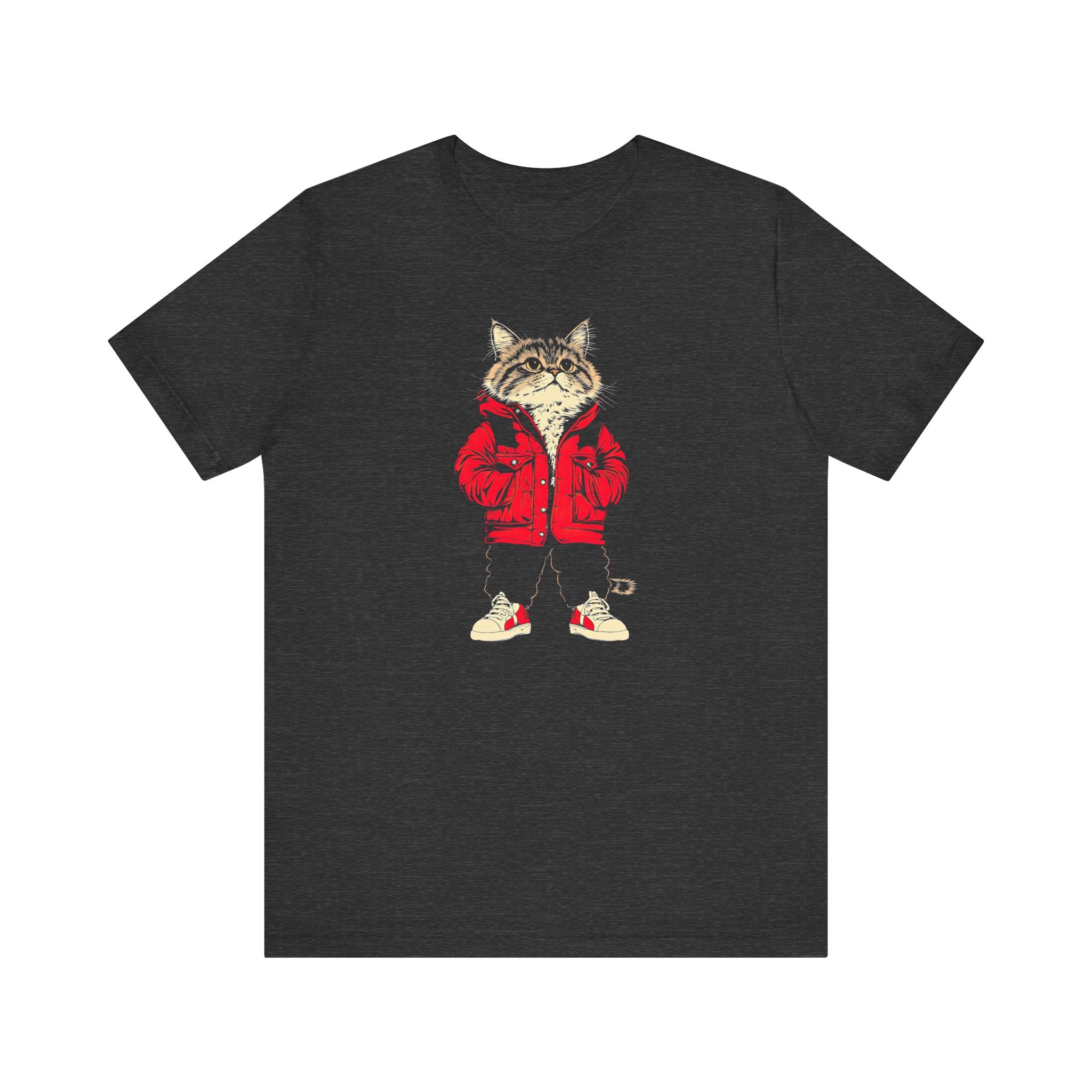 Cool Cat in Red Jacket Graphic Tee