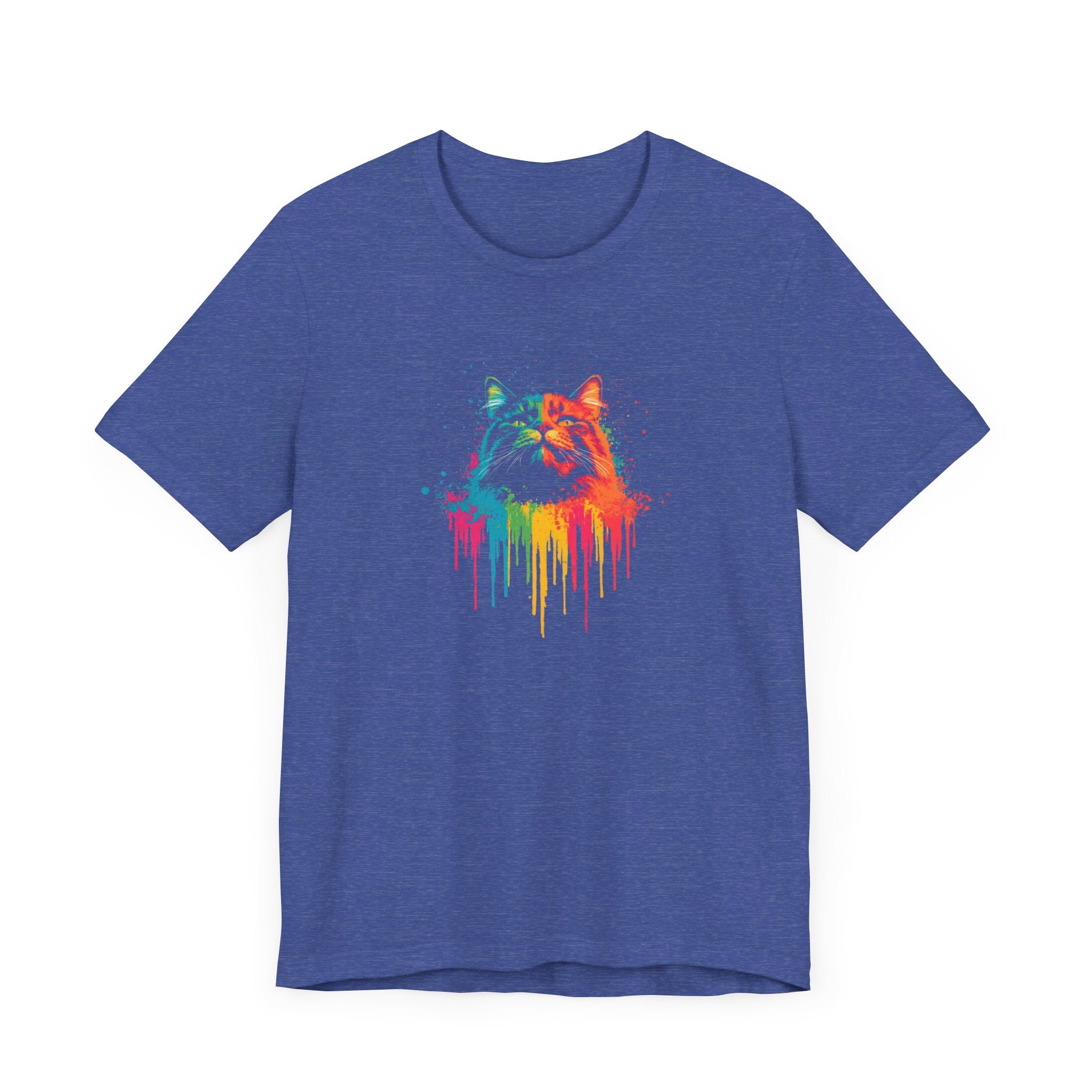 Colorful Dripping Cat T-Shirt - Vibrant Feline Art Tee