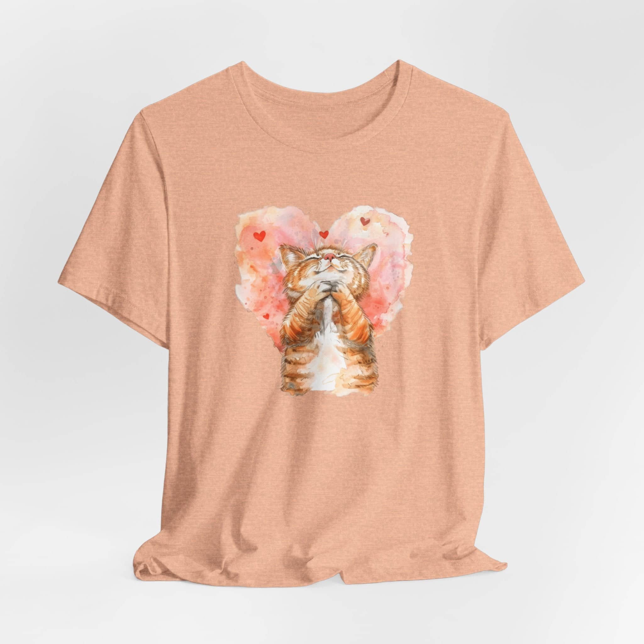 Love Whiskers Tee - Watercolor Heart & Cat T-Shirt