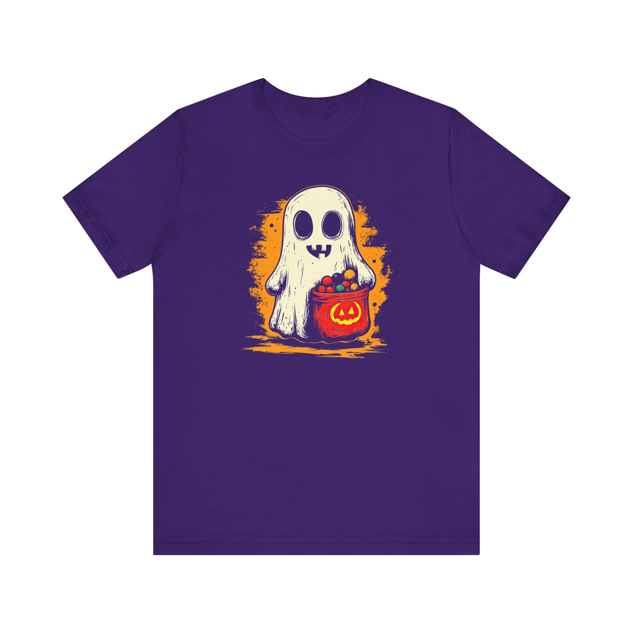Cute Ghost Halloween Graphic Tee – Spooky Pumpkin Candy Design Shirt
