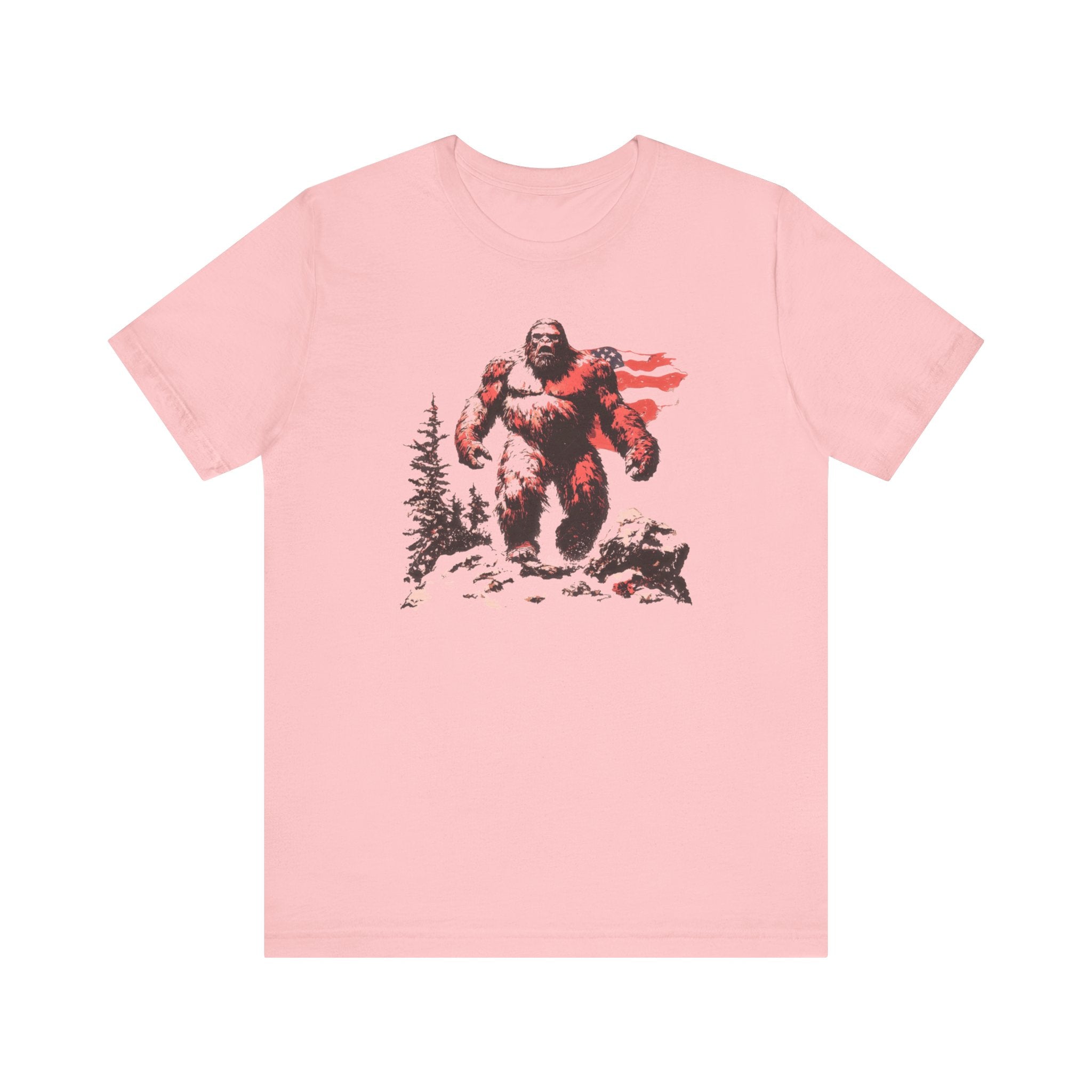 Patriotic Bigfoot T-Shirt American Flag Design