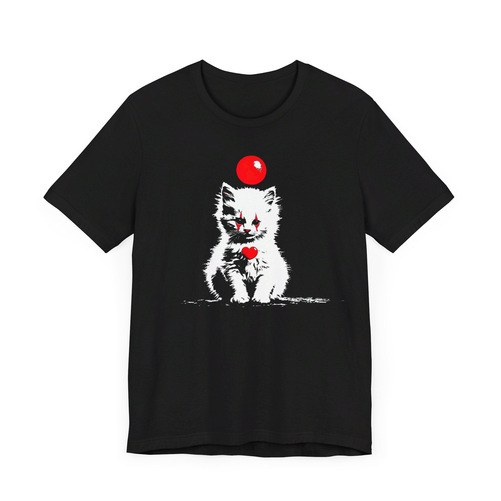 Creepy Clown Cat T-Shirt Playful and Spooky Design