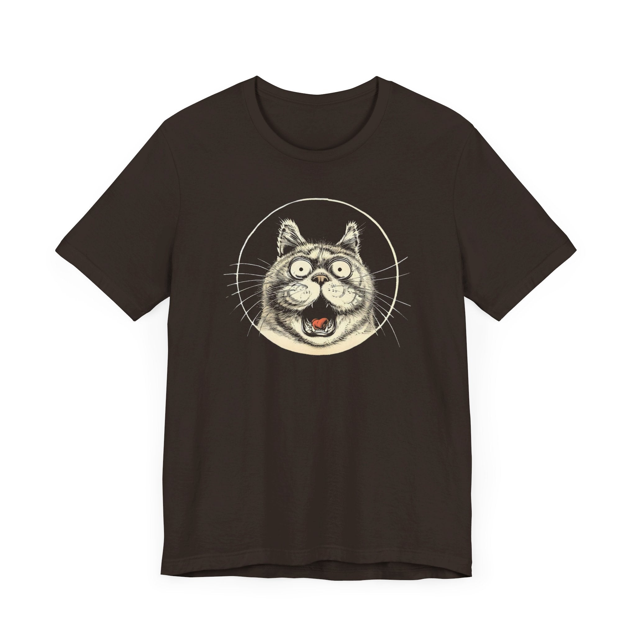 Excited Cat Graphic Tee – Vintage Style Cat Lover Shirt