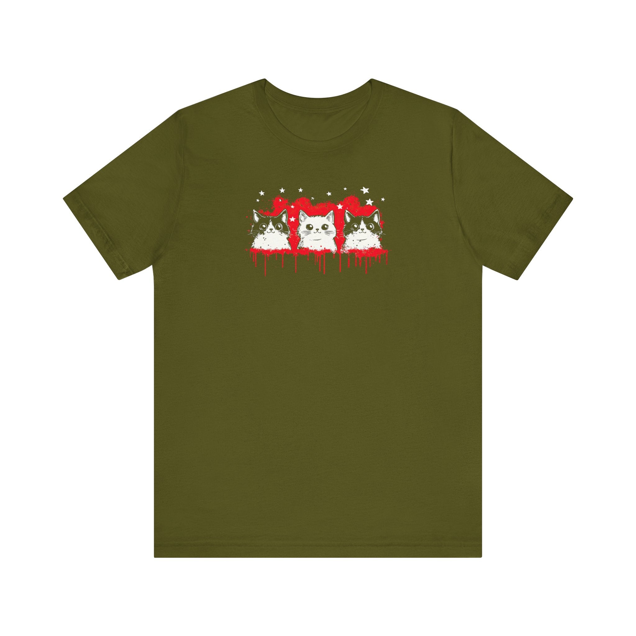Triple Cat Drip Graphic Tee – Cool Cats in Stars and Stripes Shirt