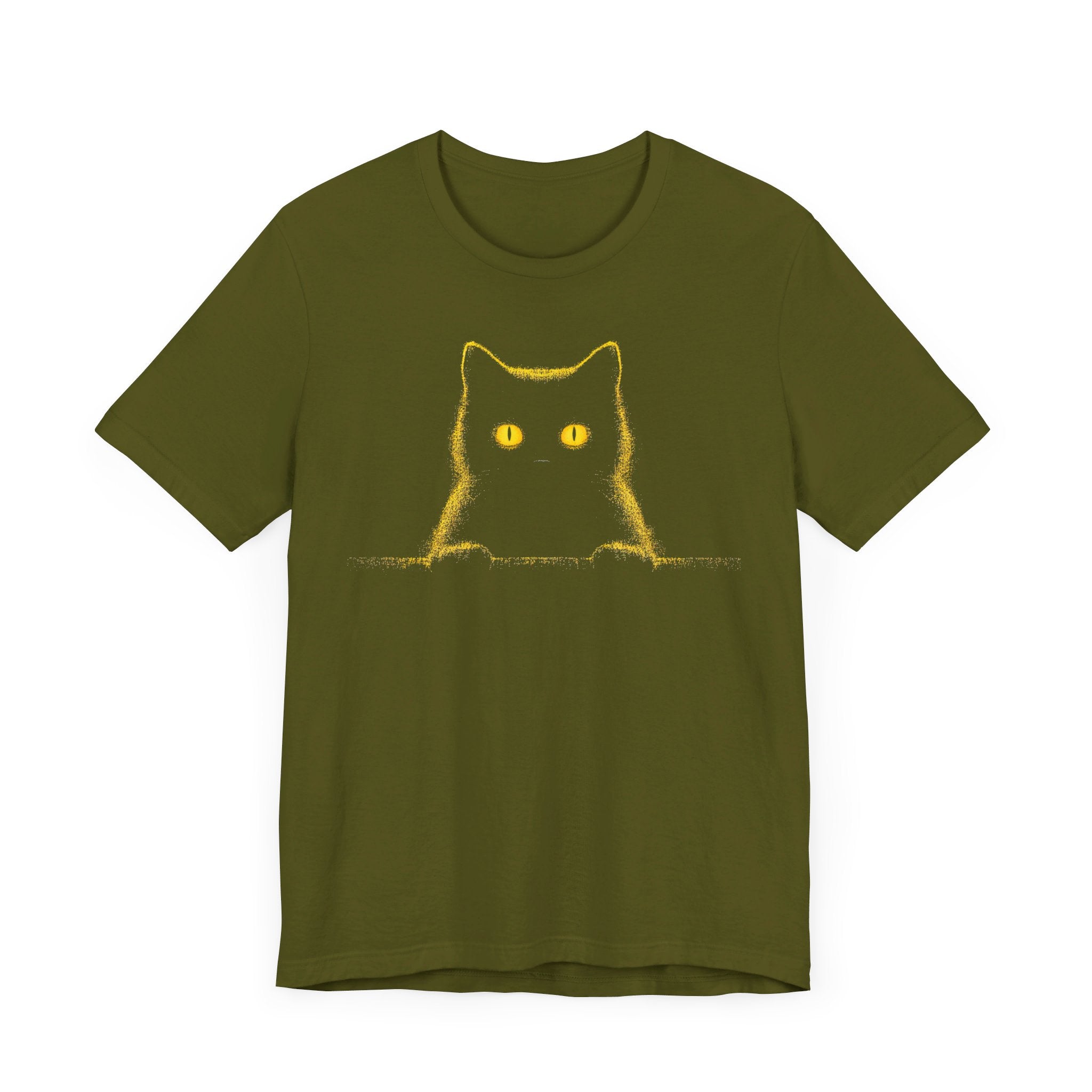 Glowing Eyes Black Cat Graphic Tee – Mysterious Feline Lover Shirt