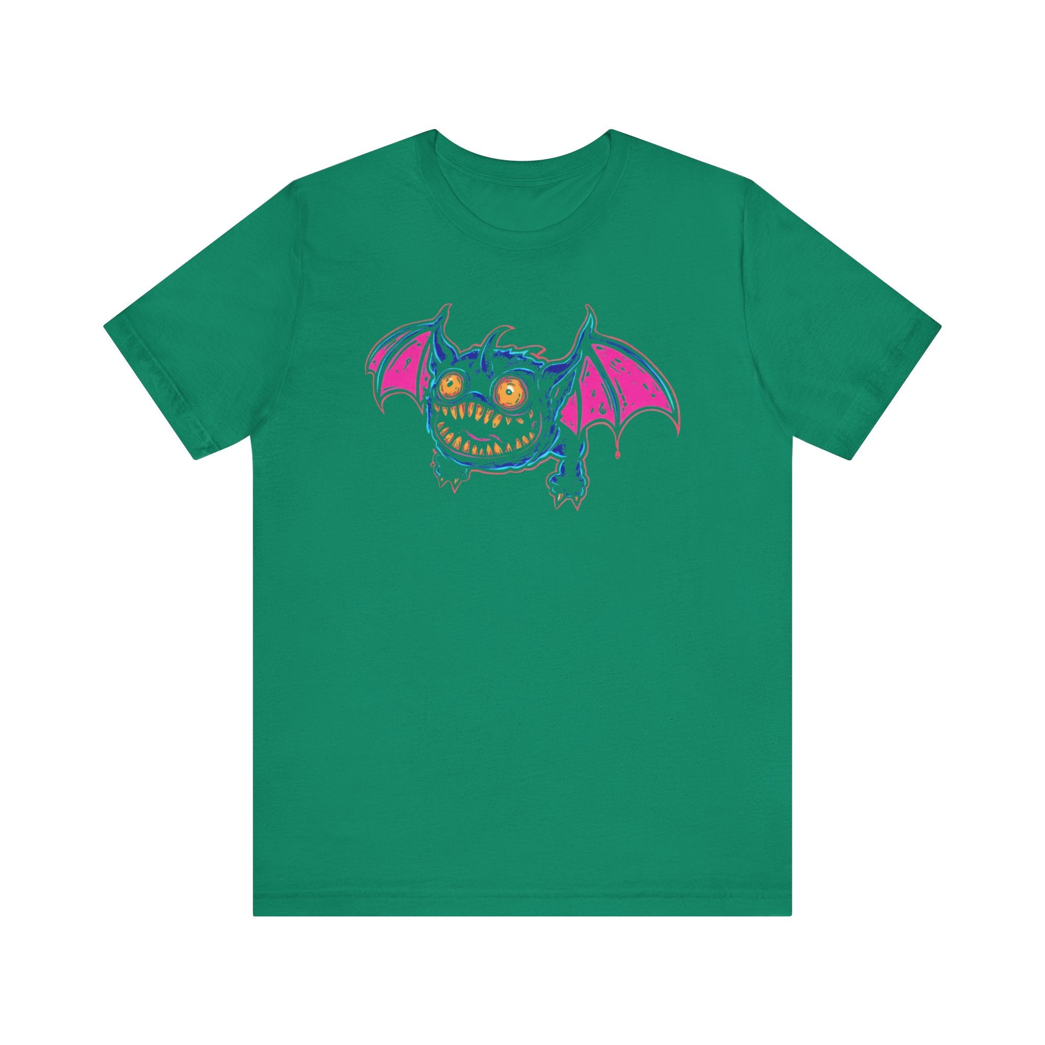Neon Bat Creature T-Shirt Vibrant Fantasy Monster Graphic Tee
