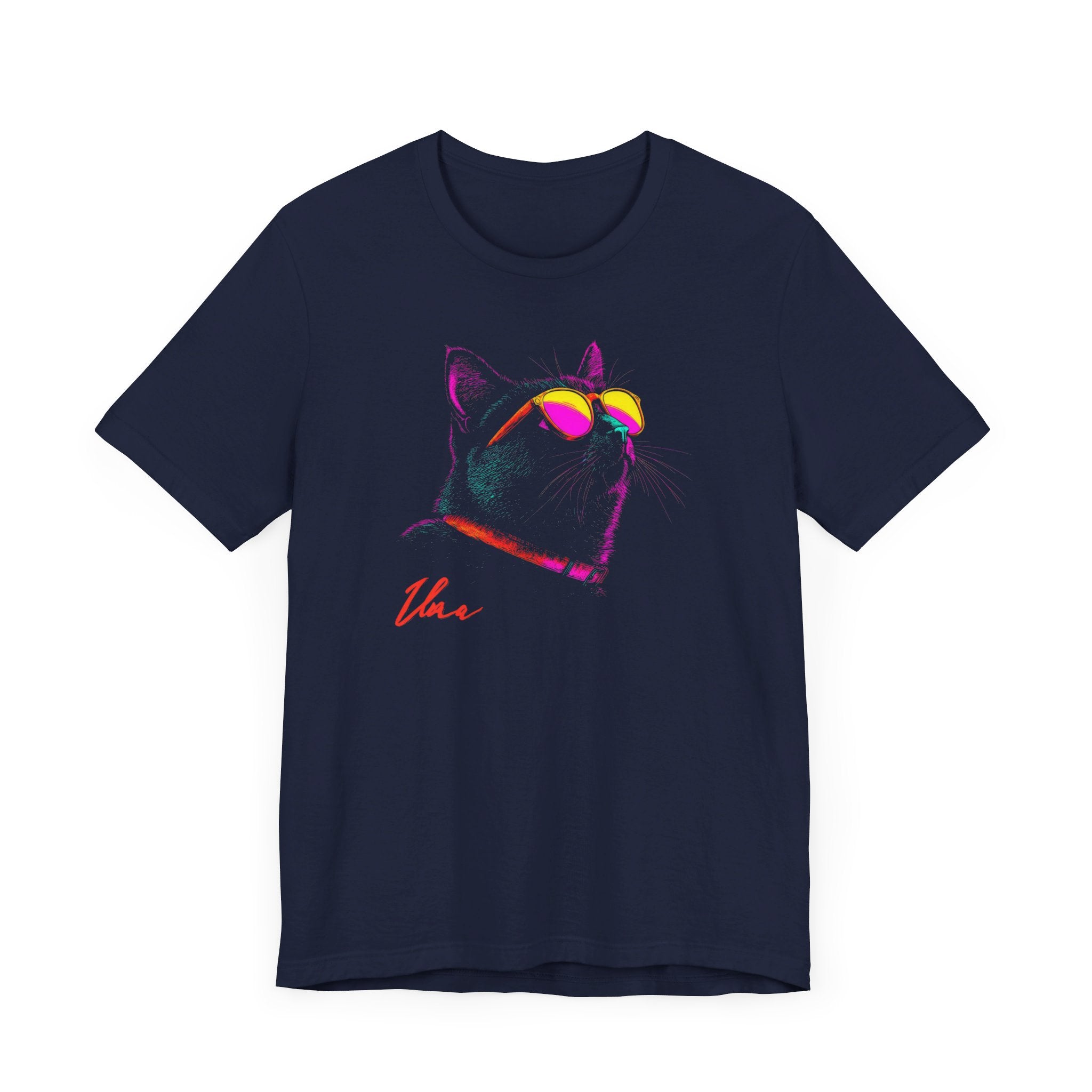 Neon Cool Cat Graphic Tee – Retro Vibes Cat Lover Shirt