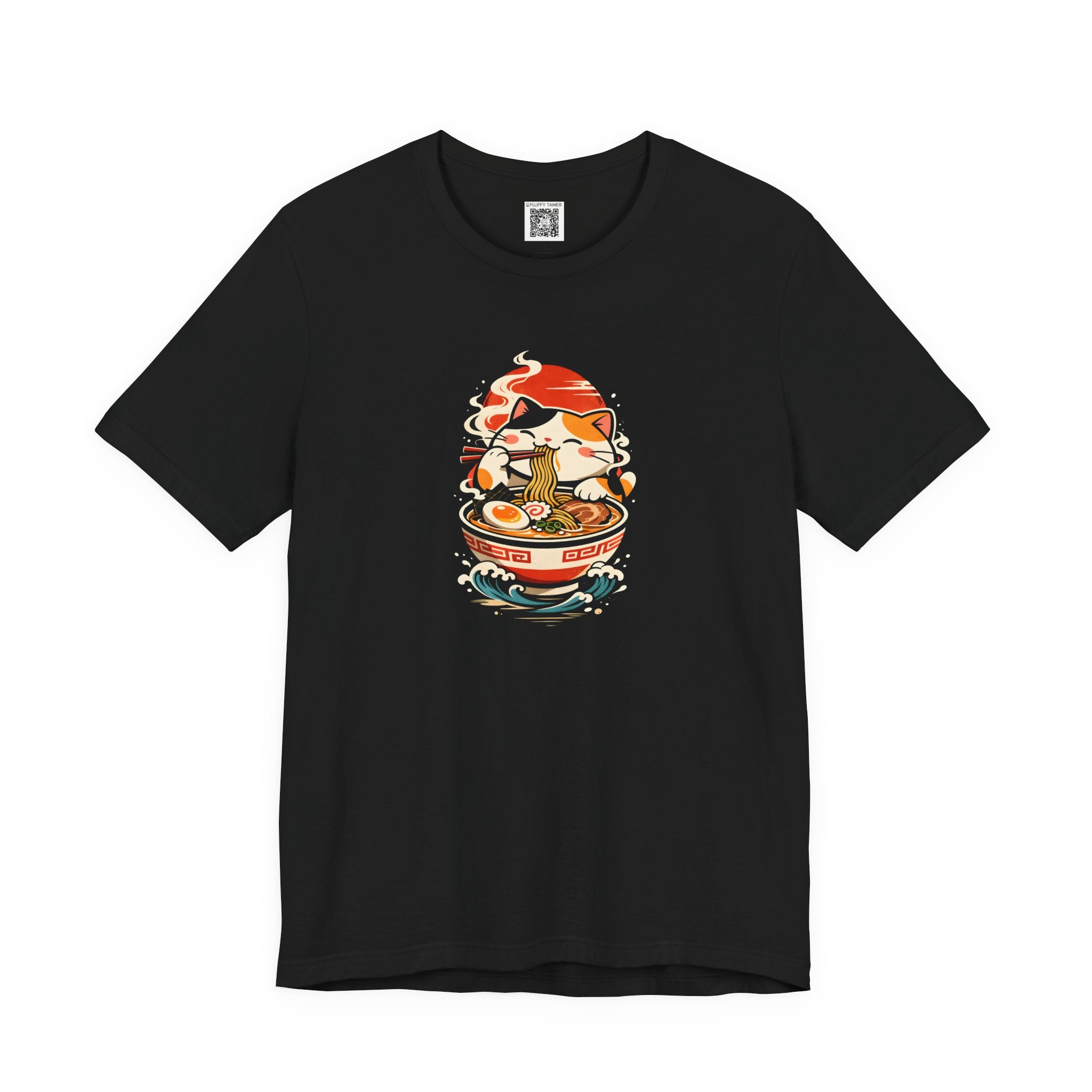 Ramen Cat Unisex Jersey Short Sleeve Tee (Black) - Retail Fit