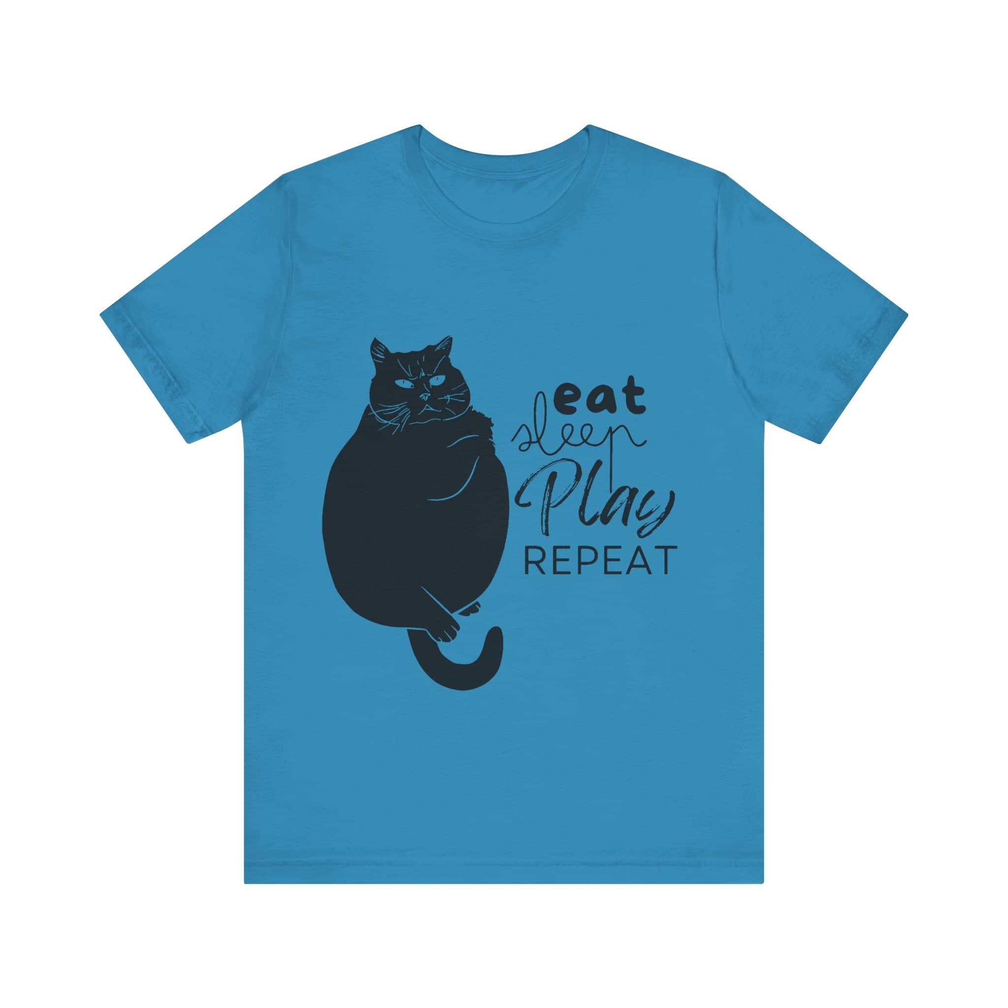 Cat's Daily Mantra - 'Eat Sleep Play Repeat' Casual T-Shirt Unisex Jersey Short Sleeve Tee
