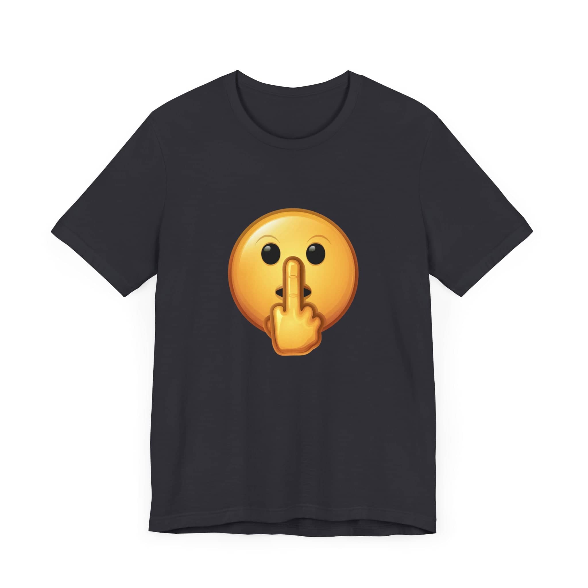 Middle Finger FU Shh Silent Protest Emoji Tee (Small Graphic)