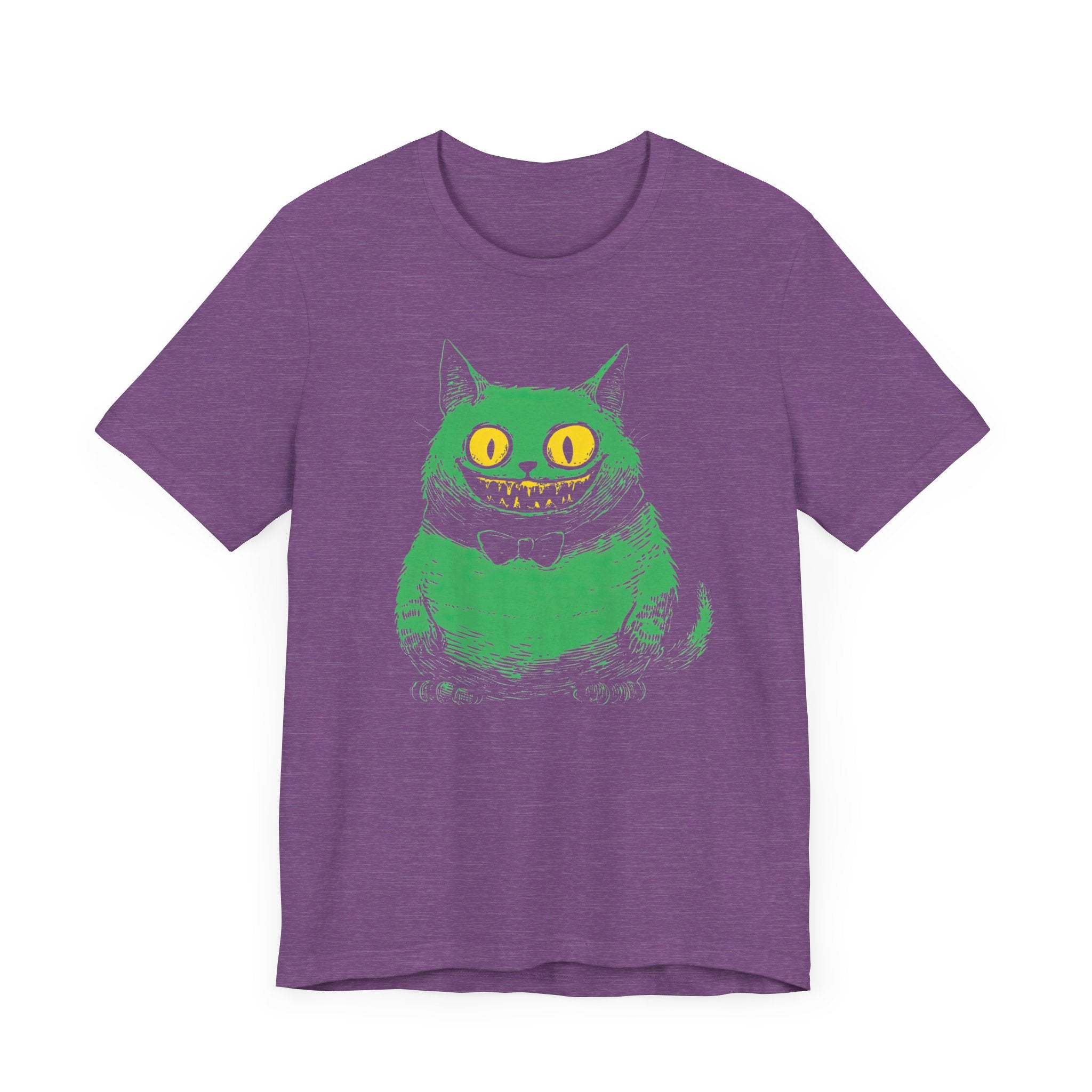 Cheshire Cat T-Shirt - Creepy Green Grinning Cat Design