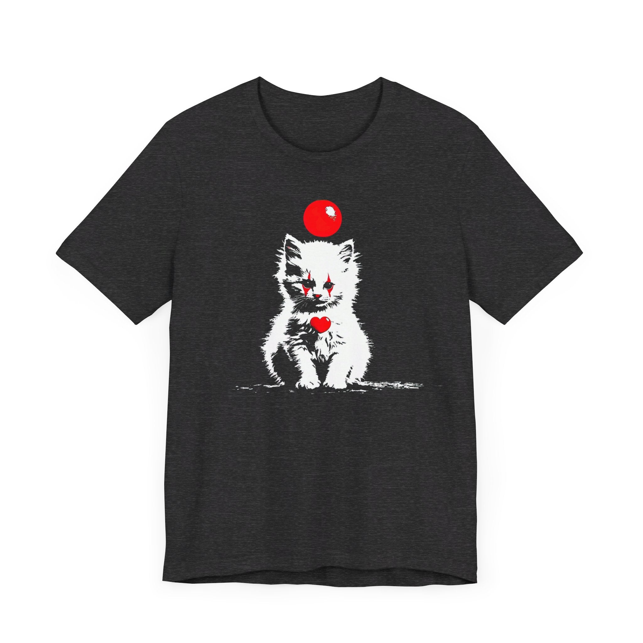 Creepy Clown Cat T-Shirt Playful and Spooky Design
