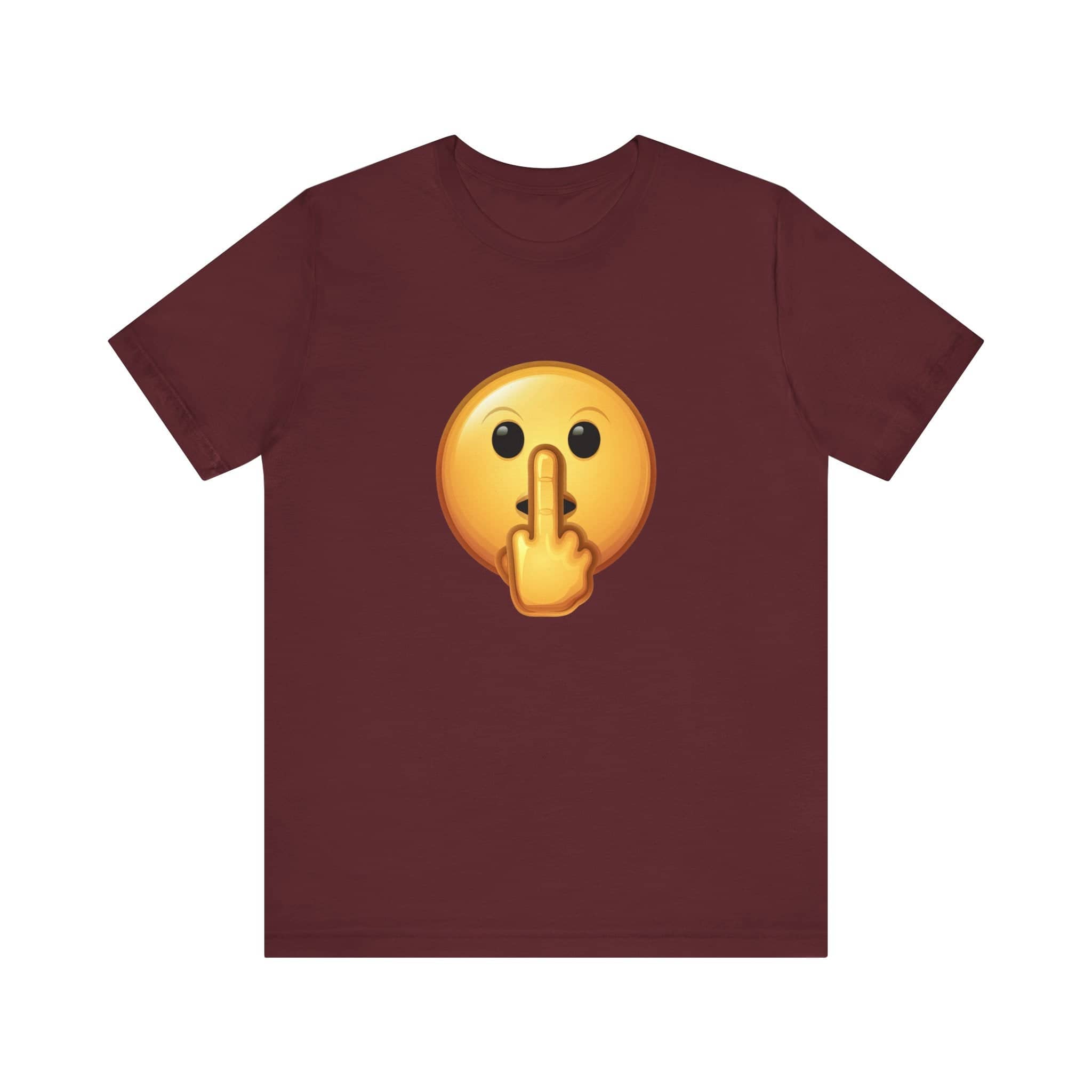 Middle Finger FU Shh Silent Protest Emoji Tee (Small Graphic)